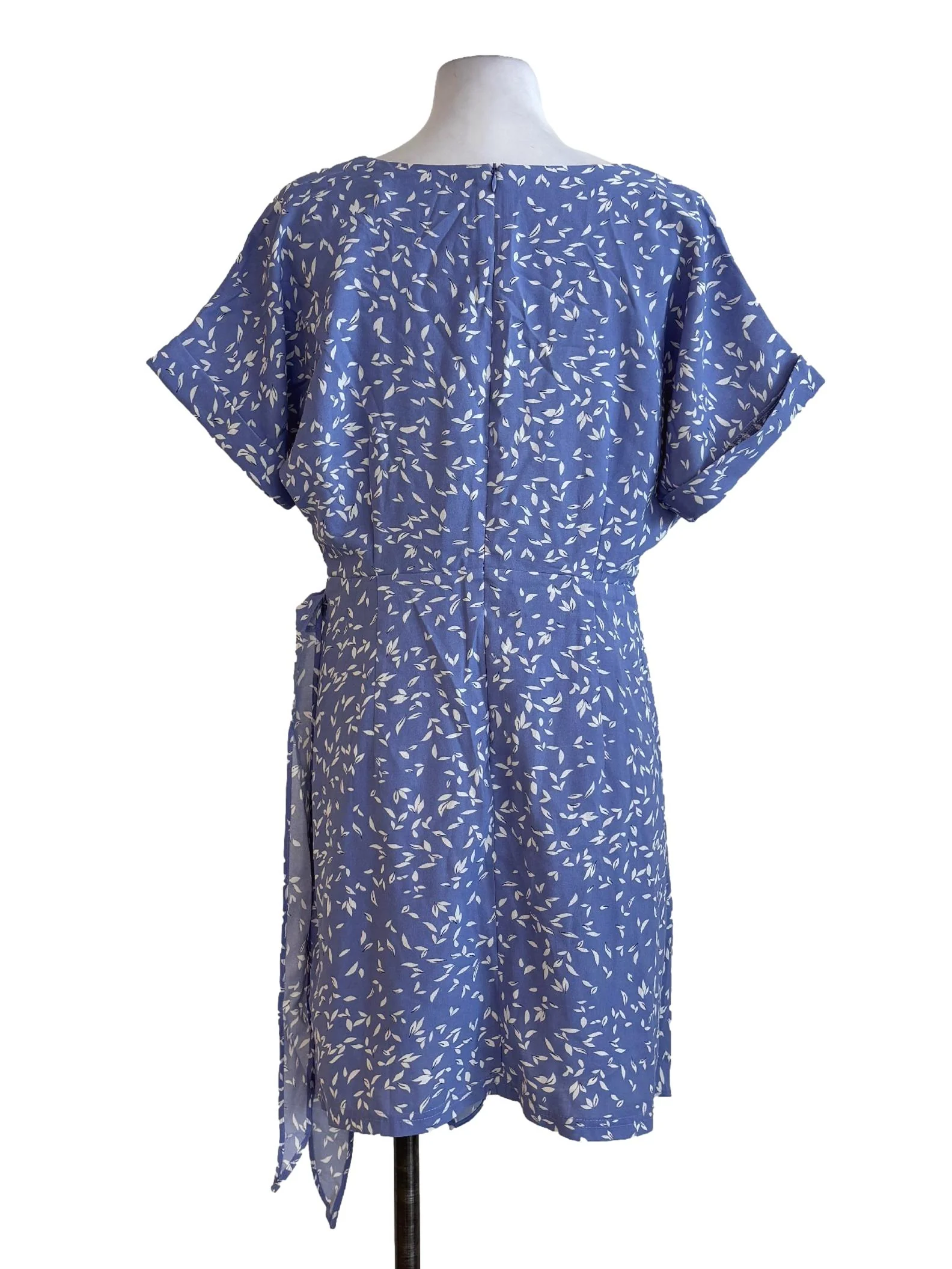 Pastel Purple Patterned Short Sleeve Flowy Dress - Image 2