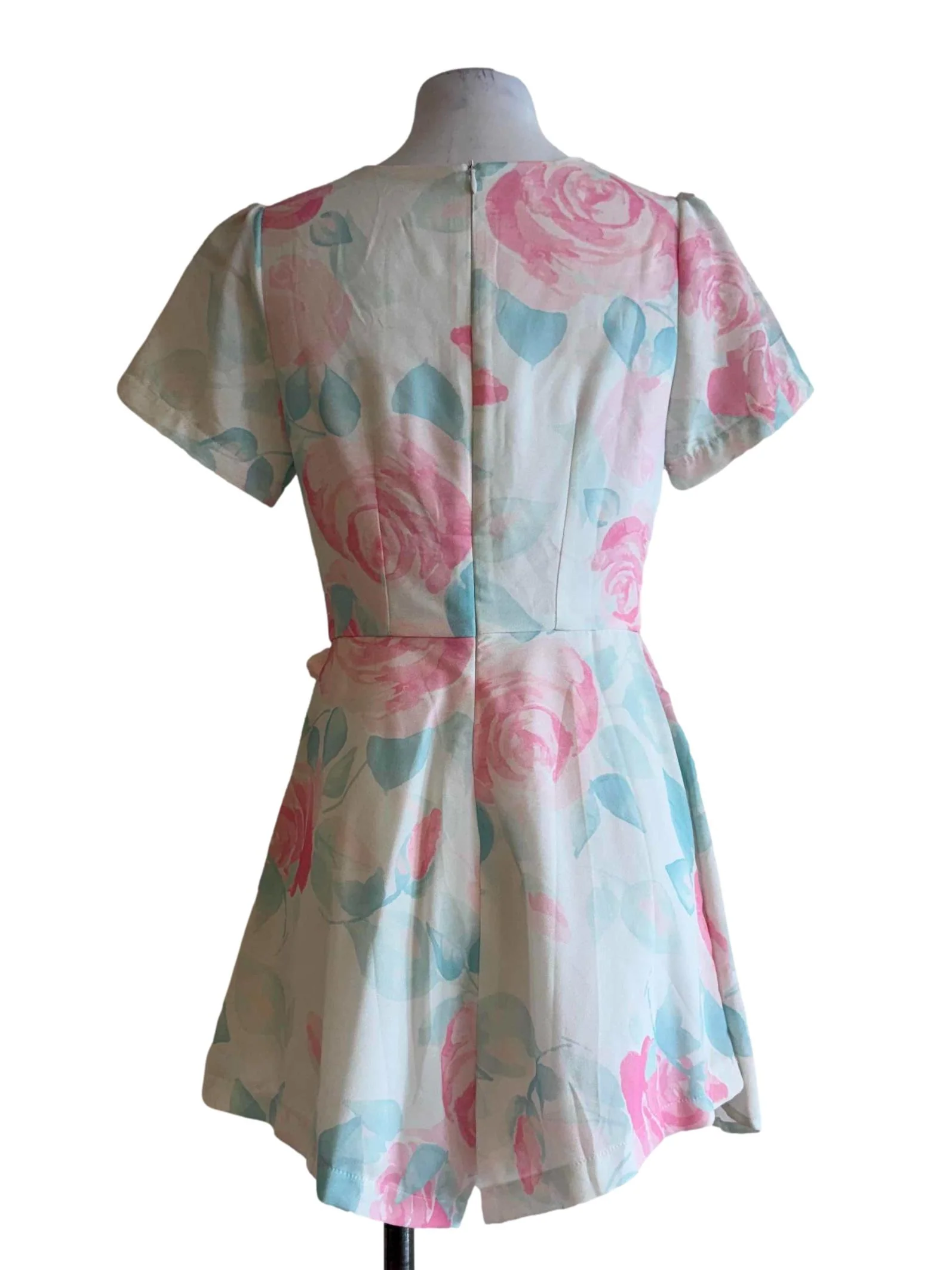 Pastel Watercolor V Neck Romper Dress - Image 2