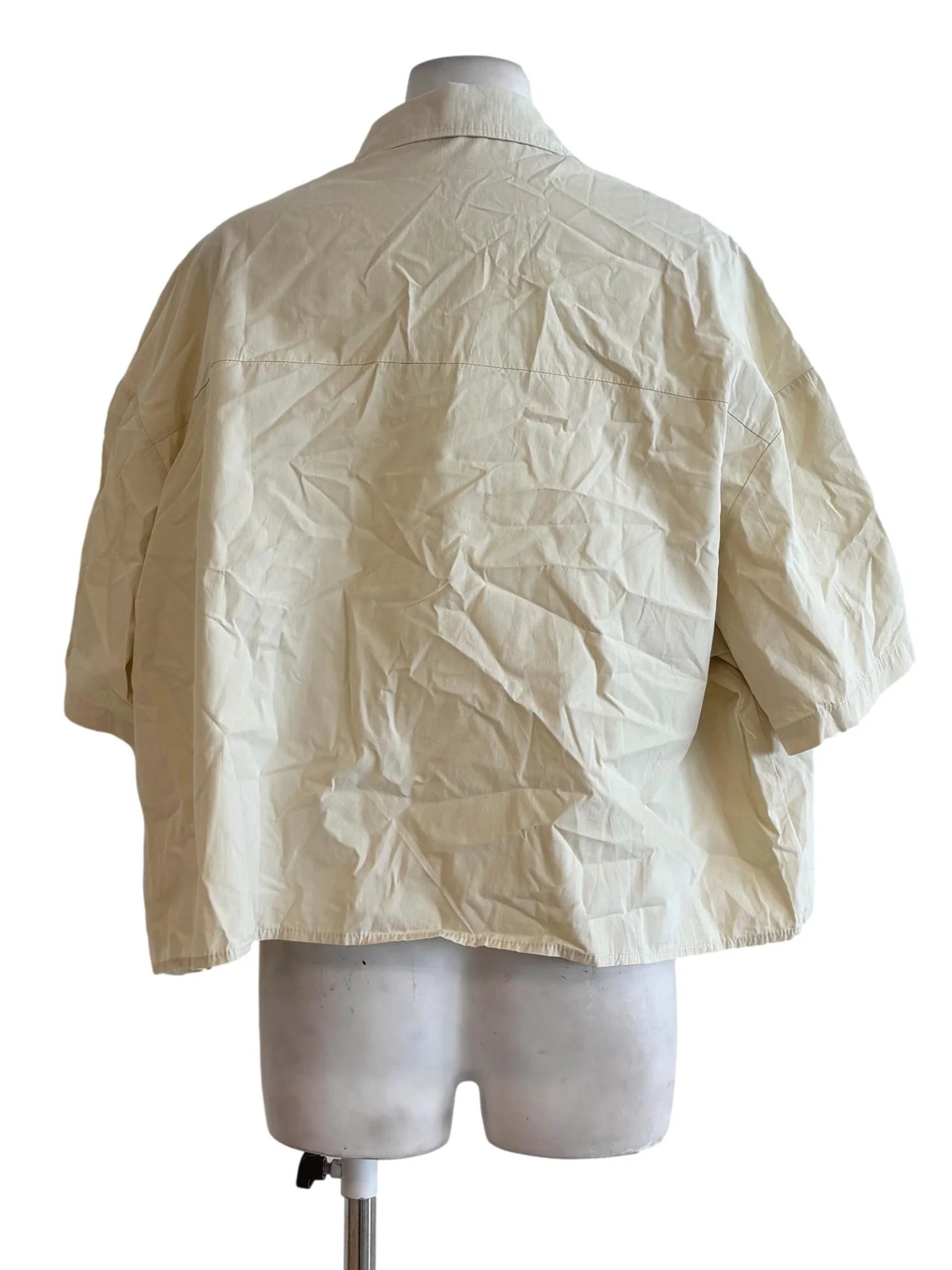 Pastel Yellow Short Sleeve Cotton Blouse - Image 2