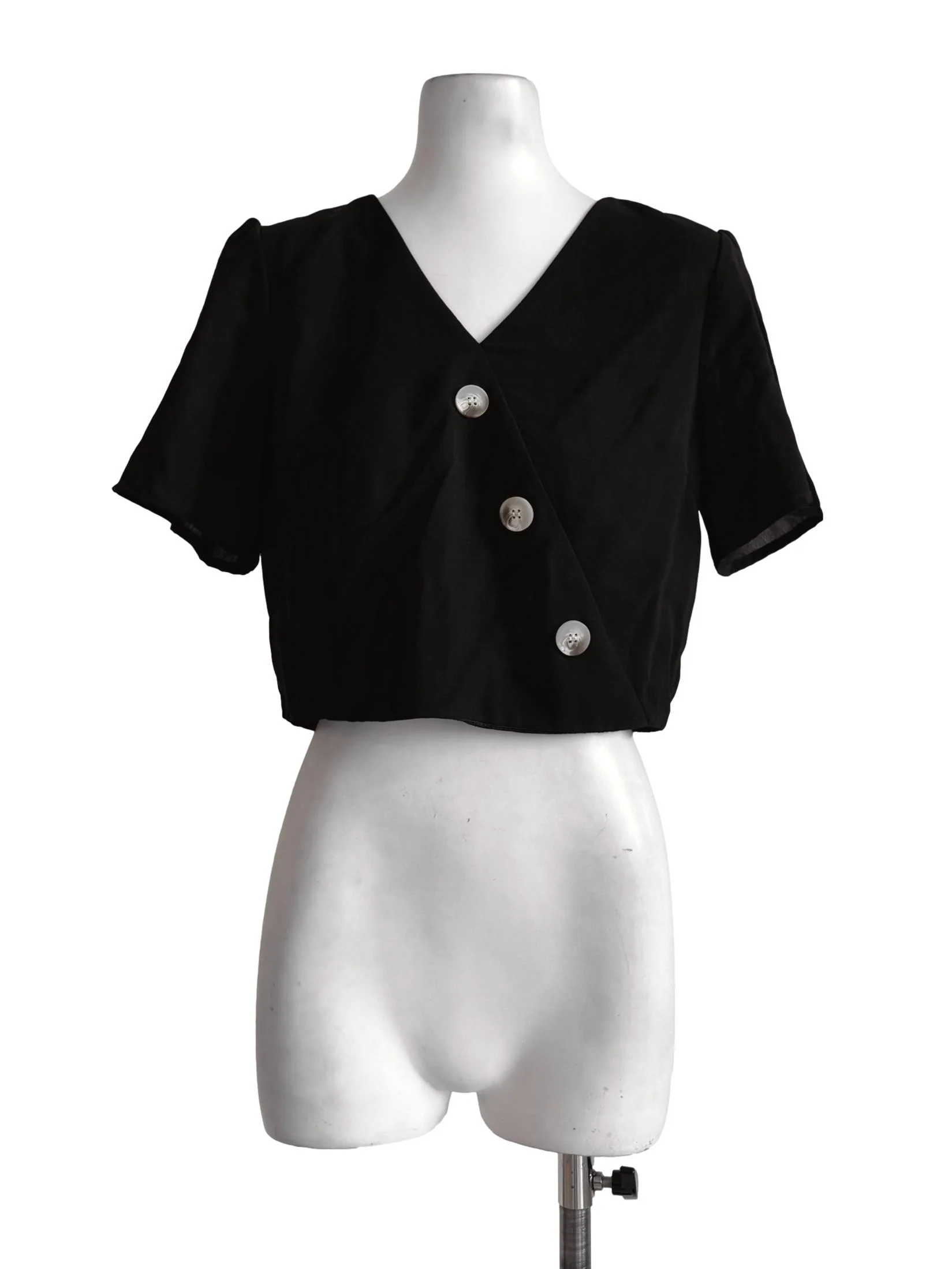 Path Black V Neck Top