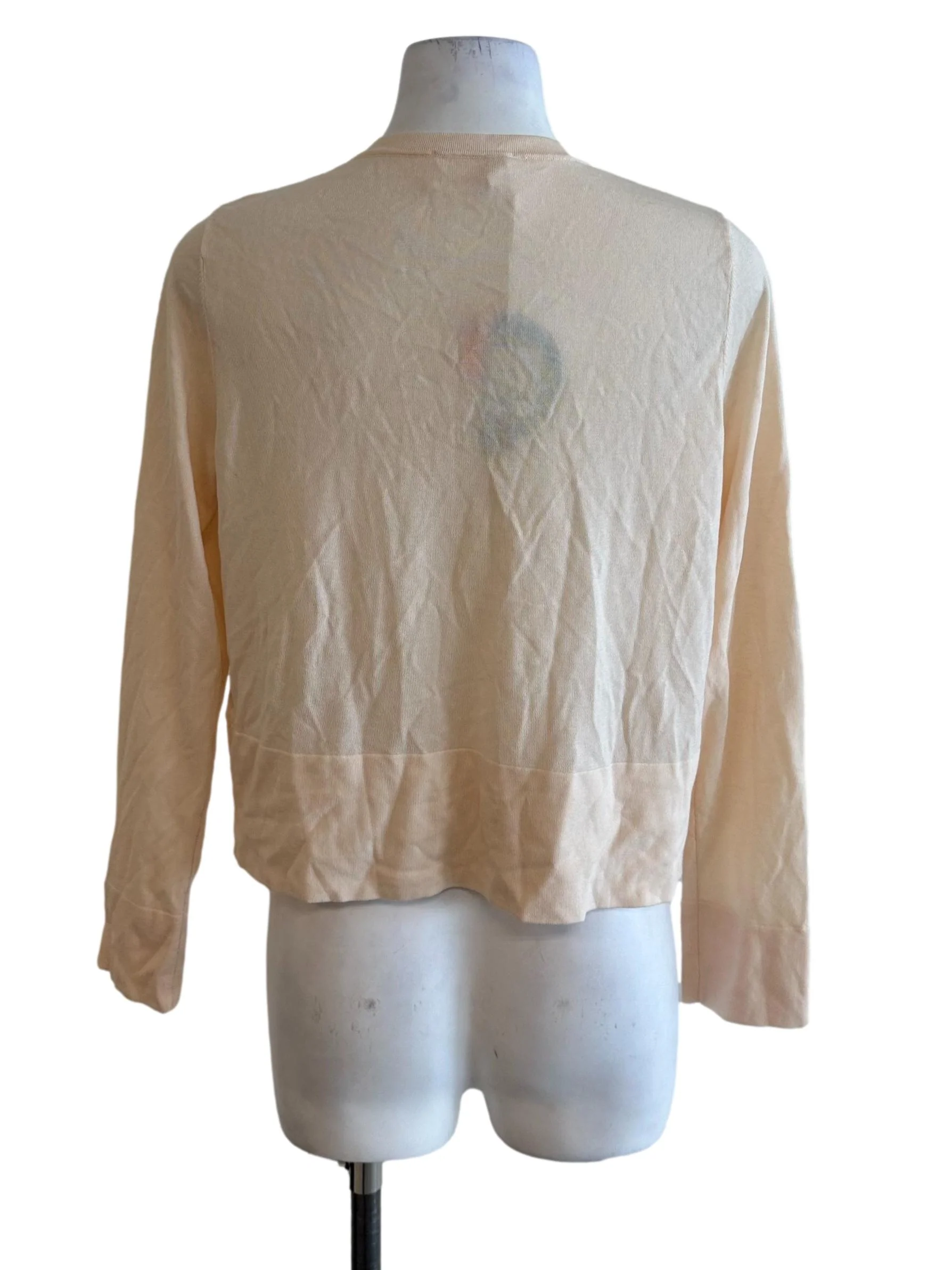 Peach Beige Button Long Sleeve Cardigan OSN - Image 2