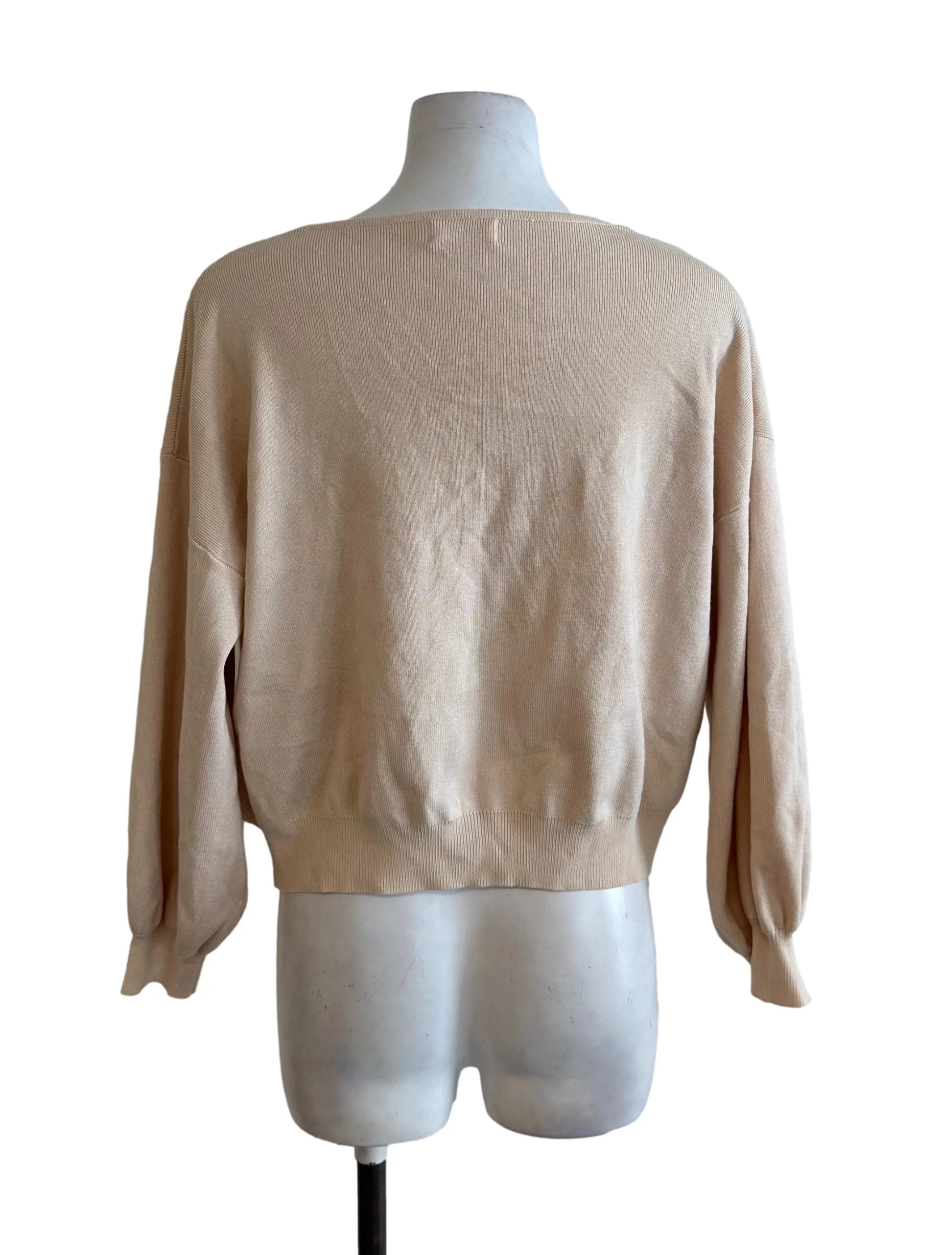 Peach Beige Knit V Neck Top - Image 2