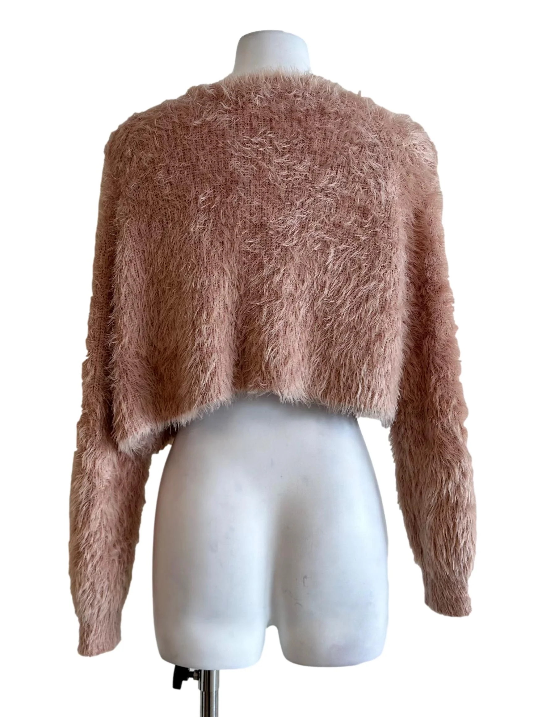 Peach Pink Fur Knit Cardigan - Image 2