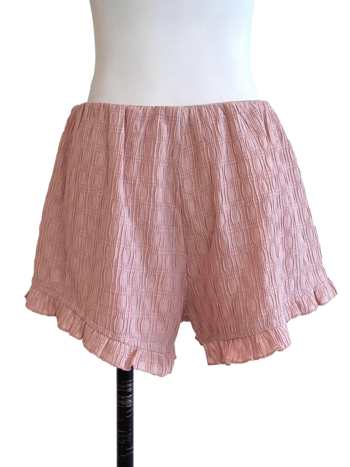 Peach Pink Textured Relaxed Shorts TTR - Image 2
