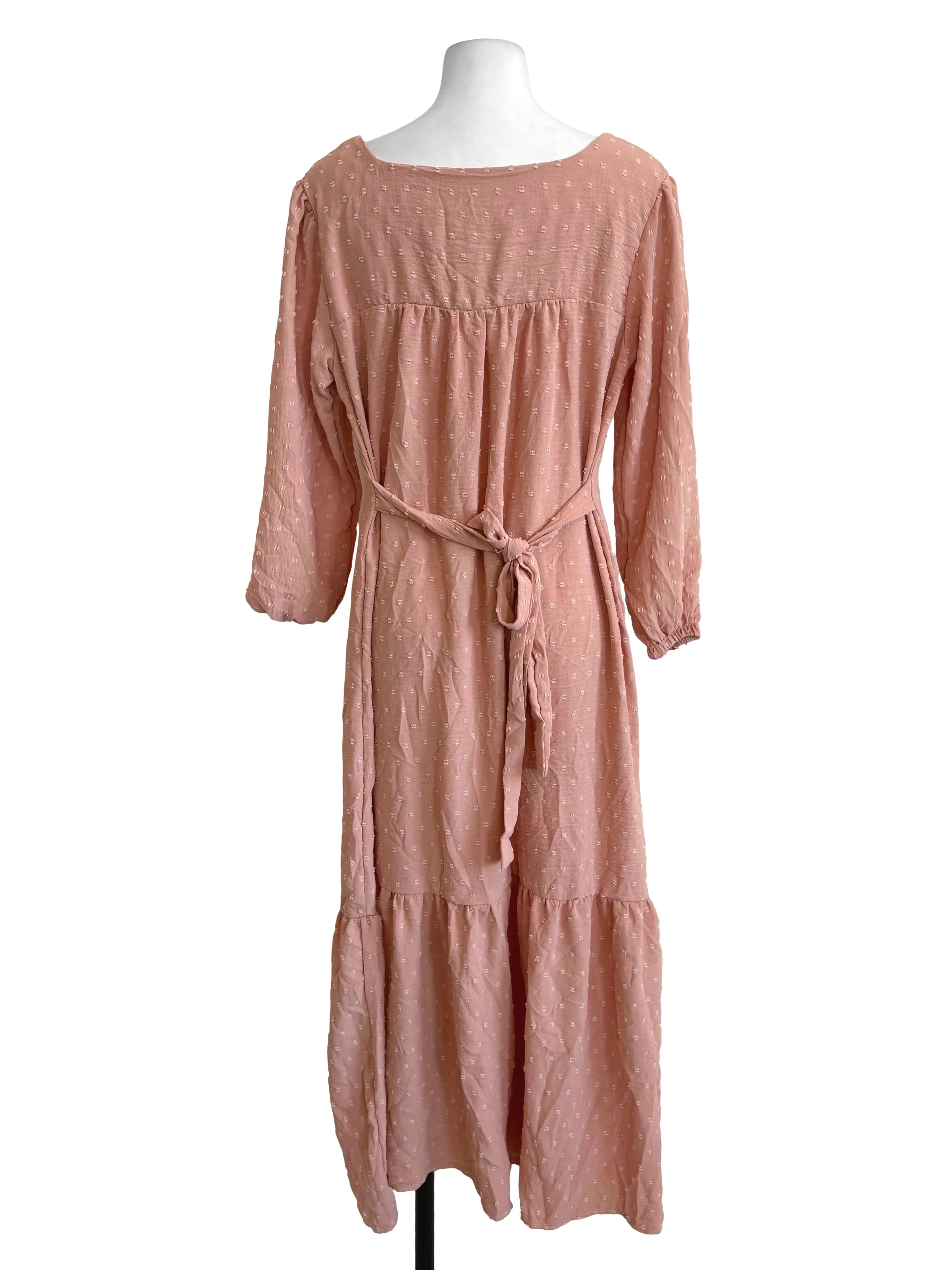 Peach Swiss Dots Yoke Dress - Image 2