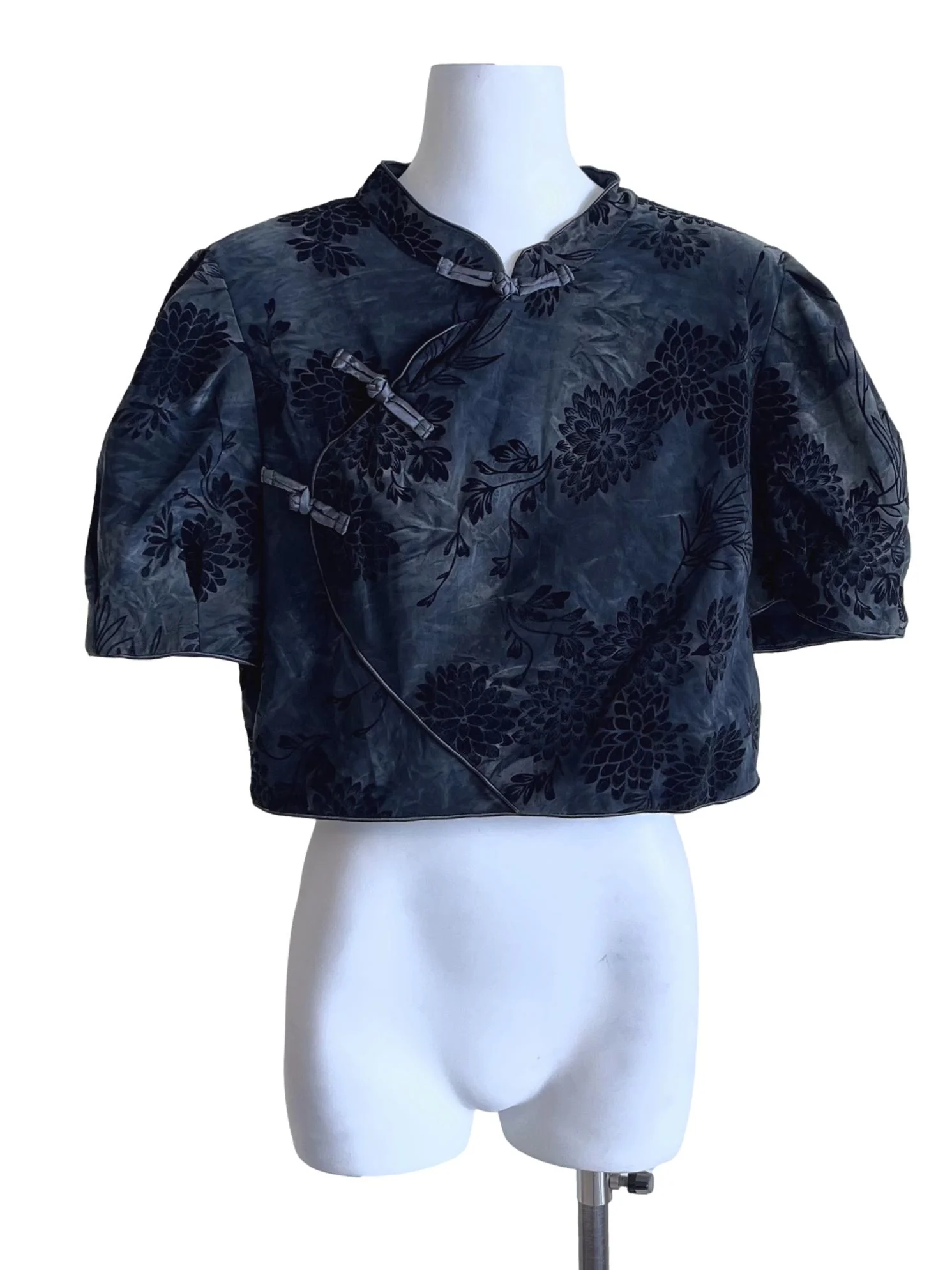 Peacock Blue Floral Print Blouse