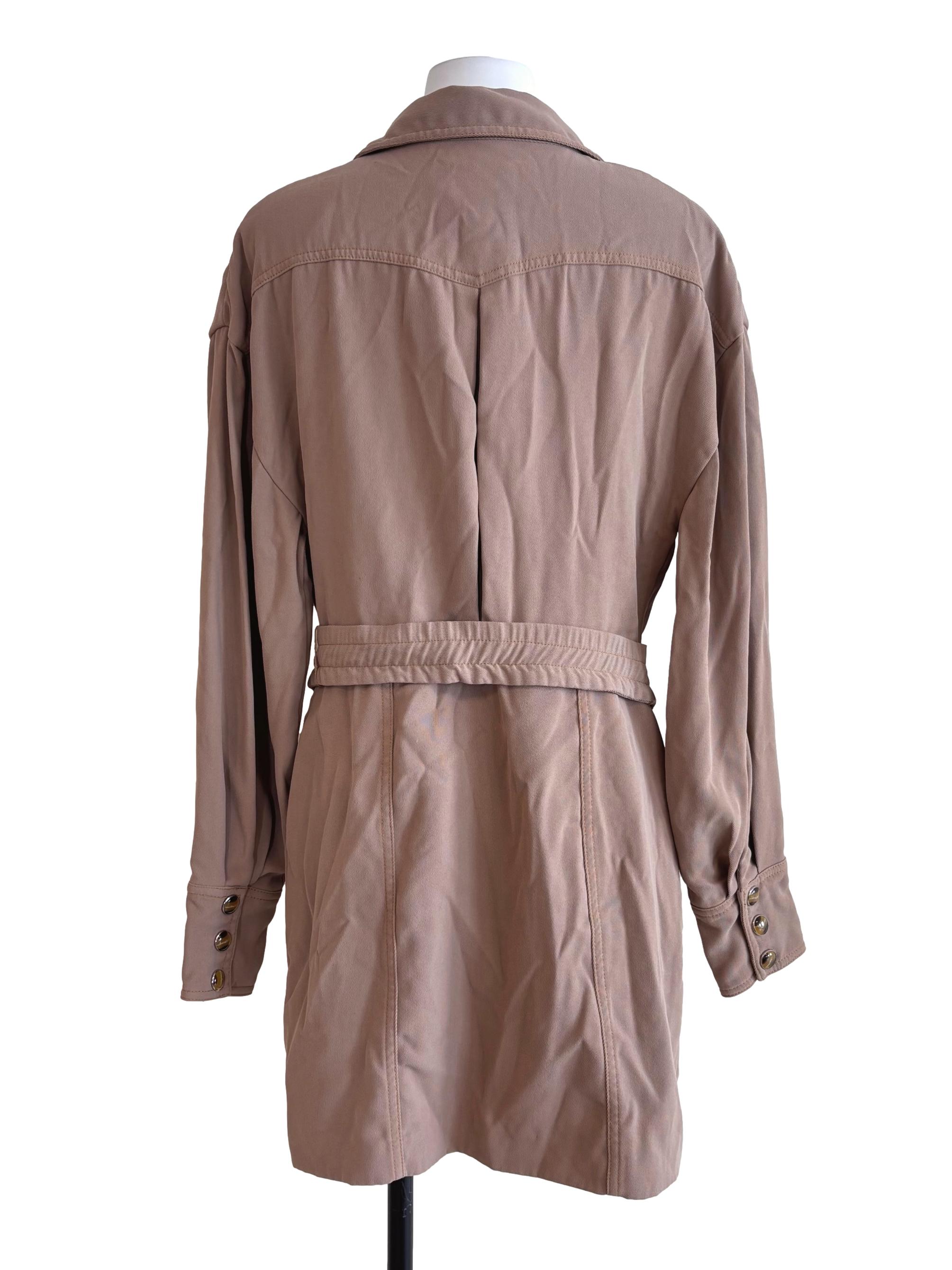 Peanut Brown Belted Long Coat - Image 2