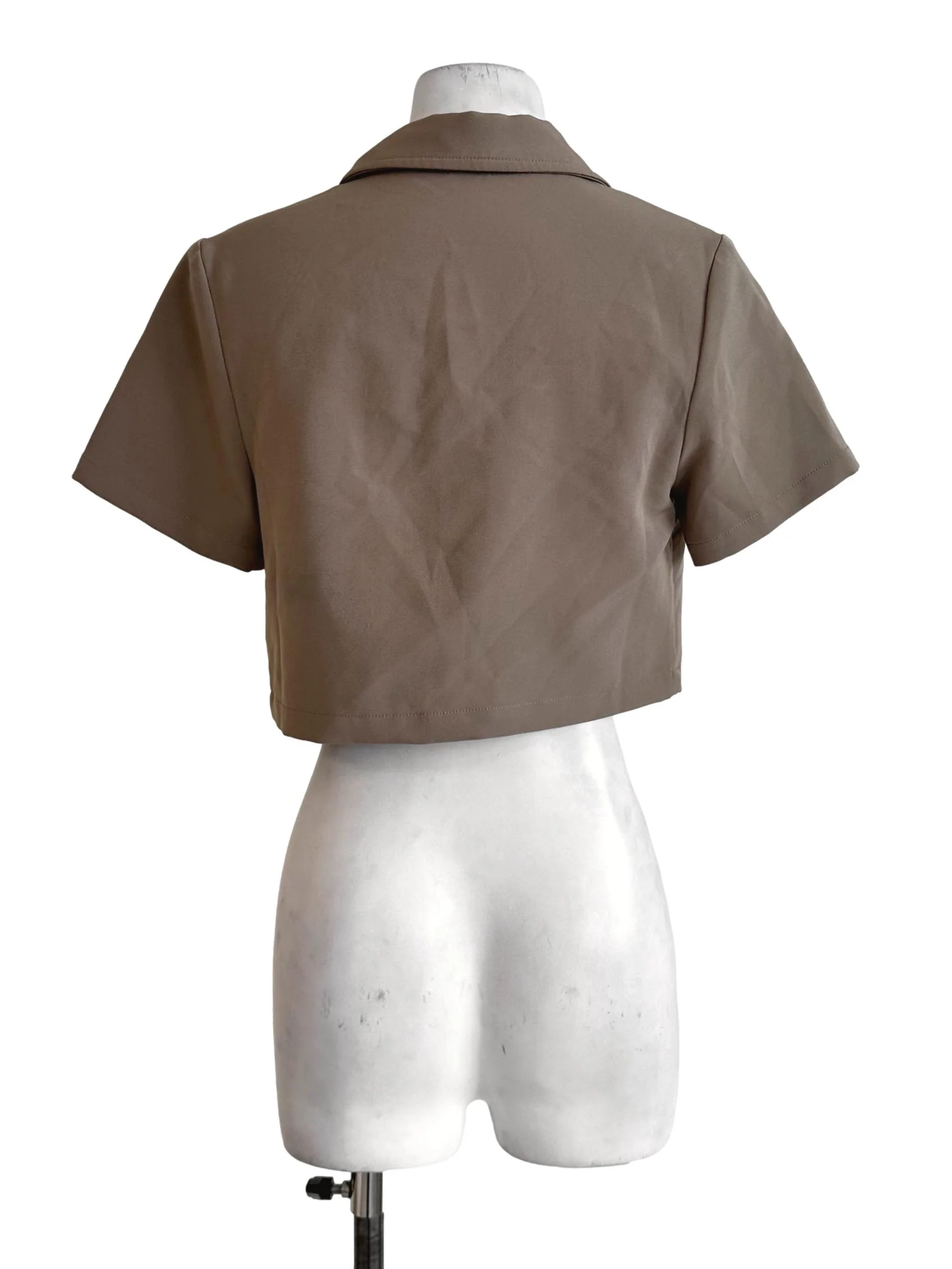 Peanut Brown Collar Button Top - Image 2