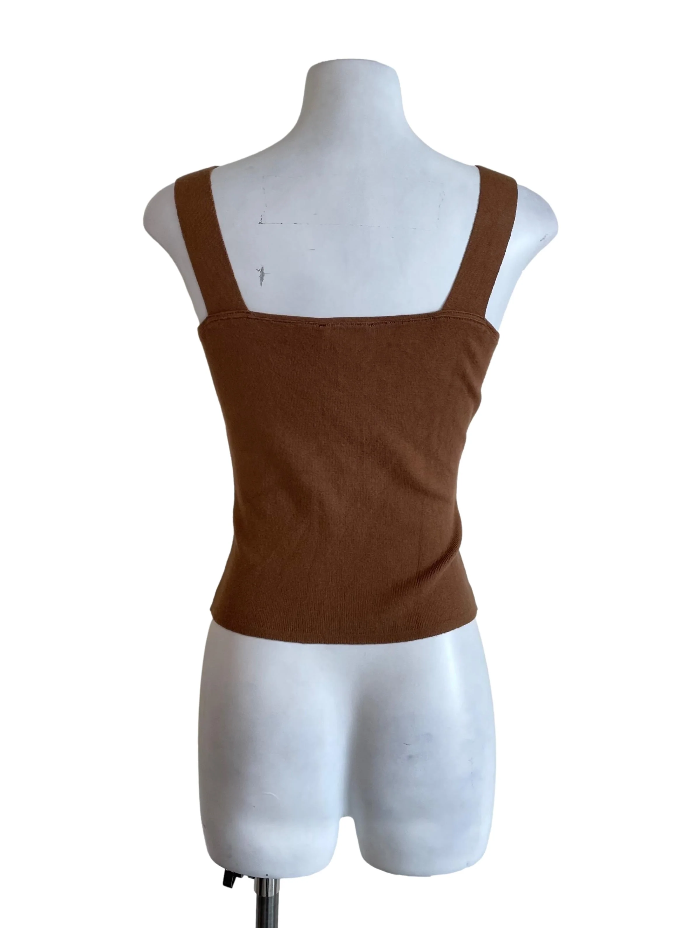 Peanut Brown Thick Straps Knit Top - Image 2
