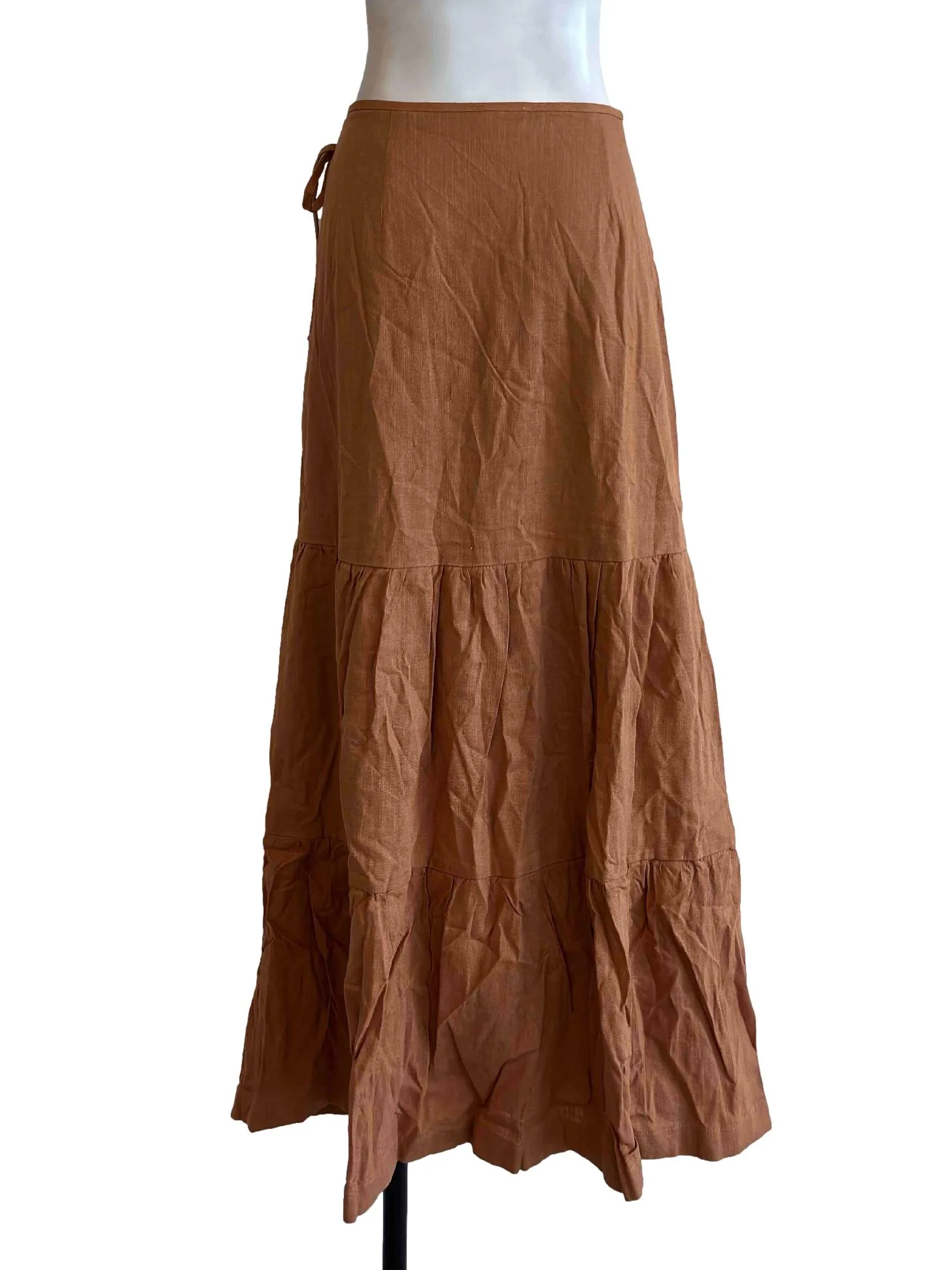 Peanut Brown Tiered Wrap Skirt - Image 2
