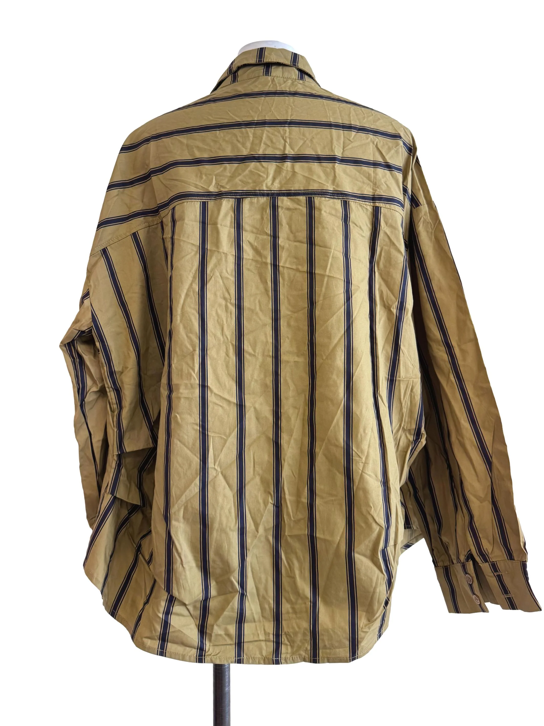 Pear Green Stripe Long Sleeve Oversize Shirt - Image 2