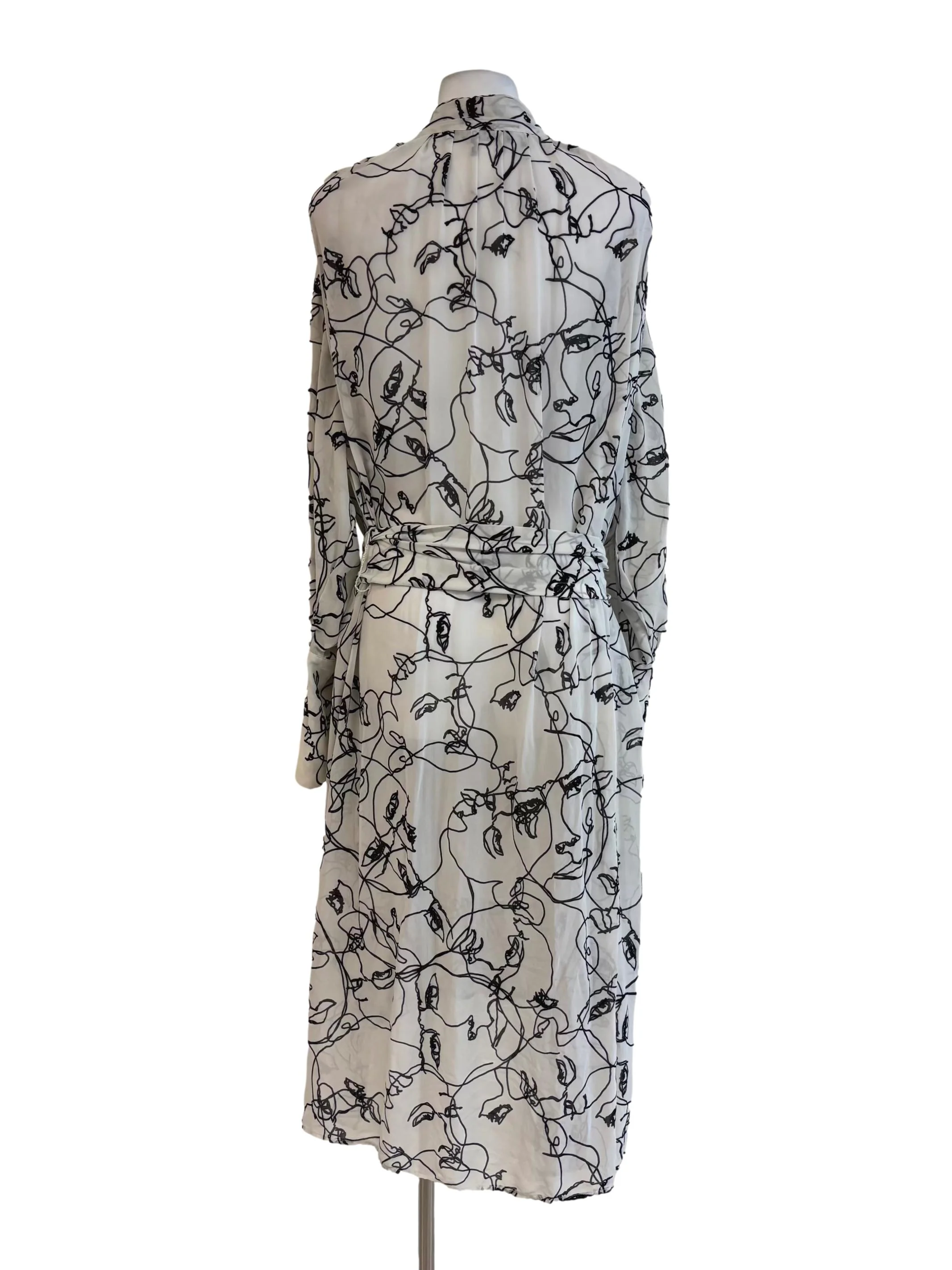 Pearl White Abstract Print Long Sleeve Dress - Image 2
