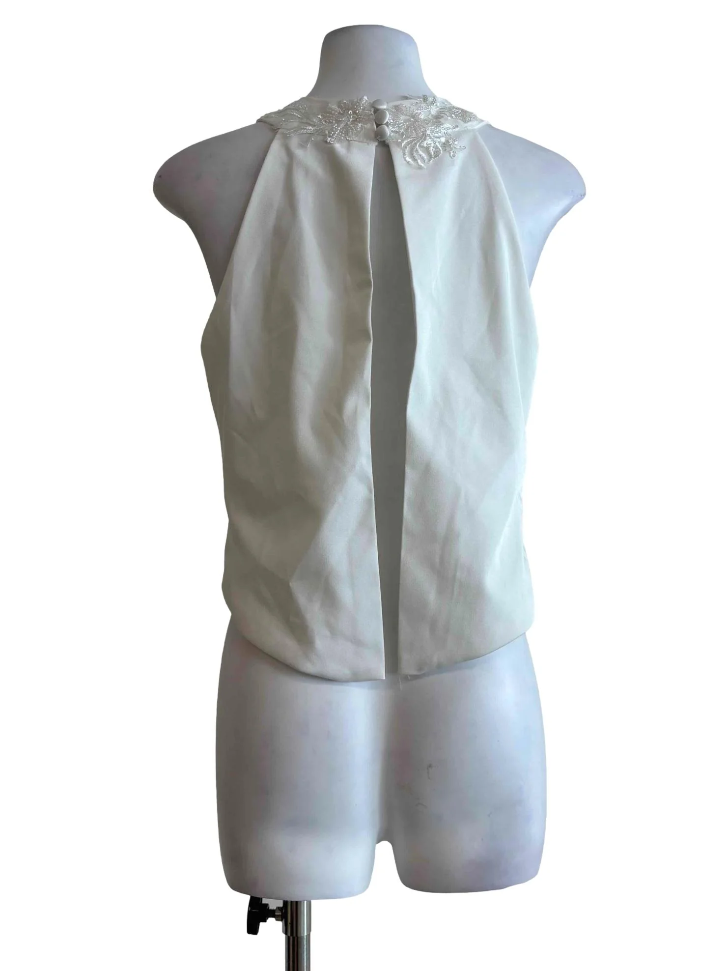 Pearl White Backless Halter Top - Image 2