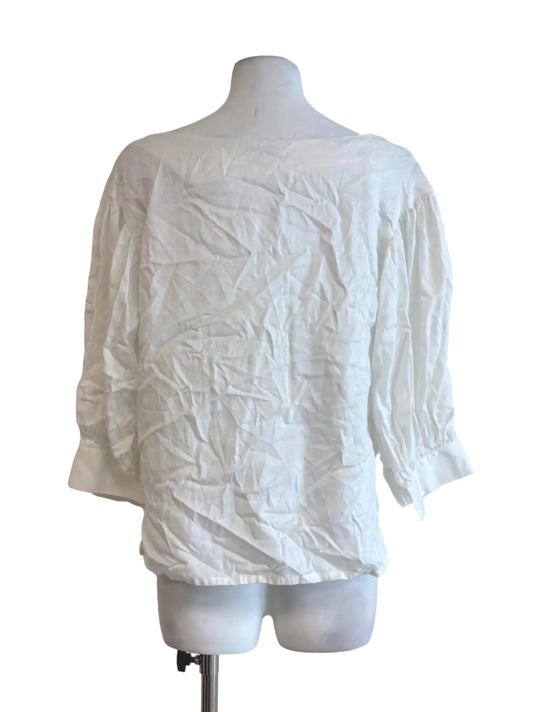 Pearl White Boat Neck Buttoned Top - Image 2