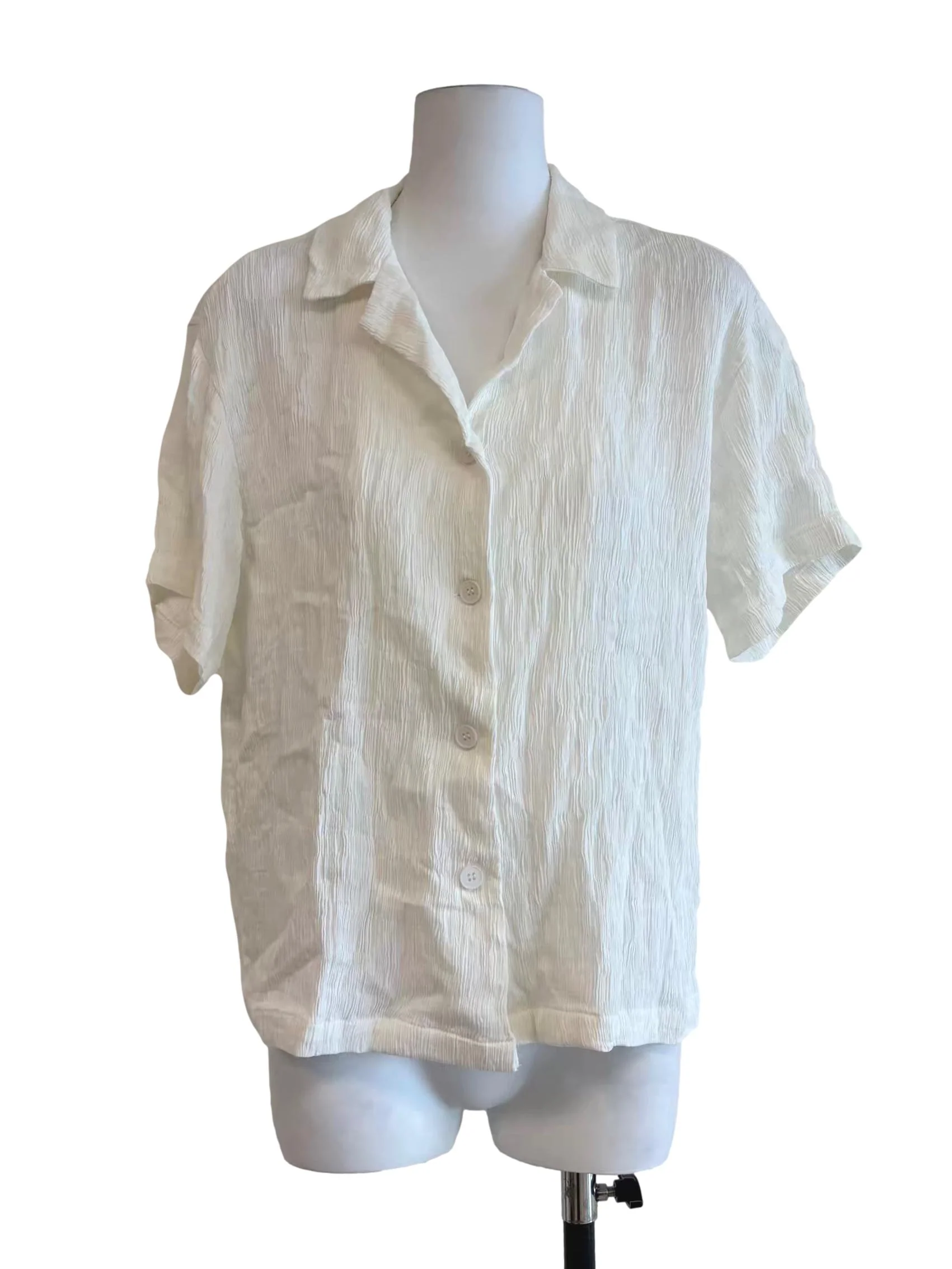 Pearl White Crinkled Button Shirt