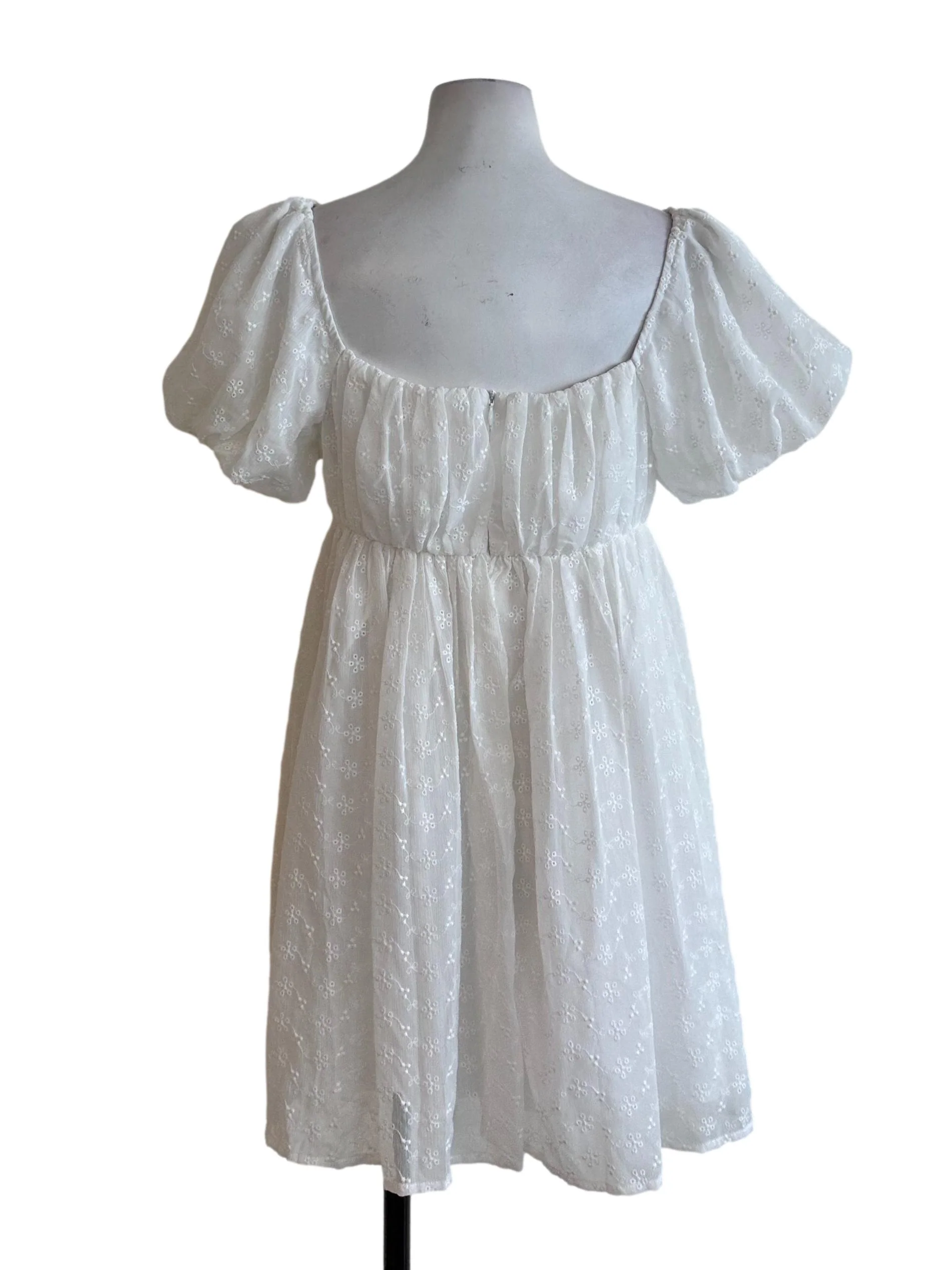Pearl White Embroidery Babydoll Dress - Image 2