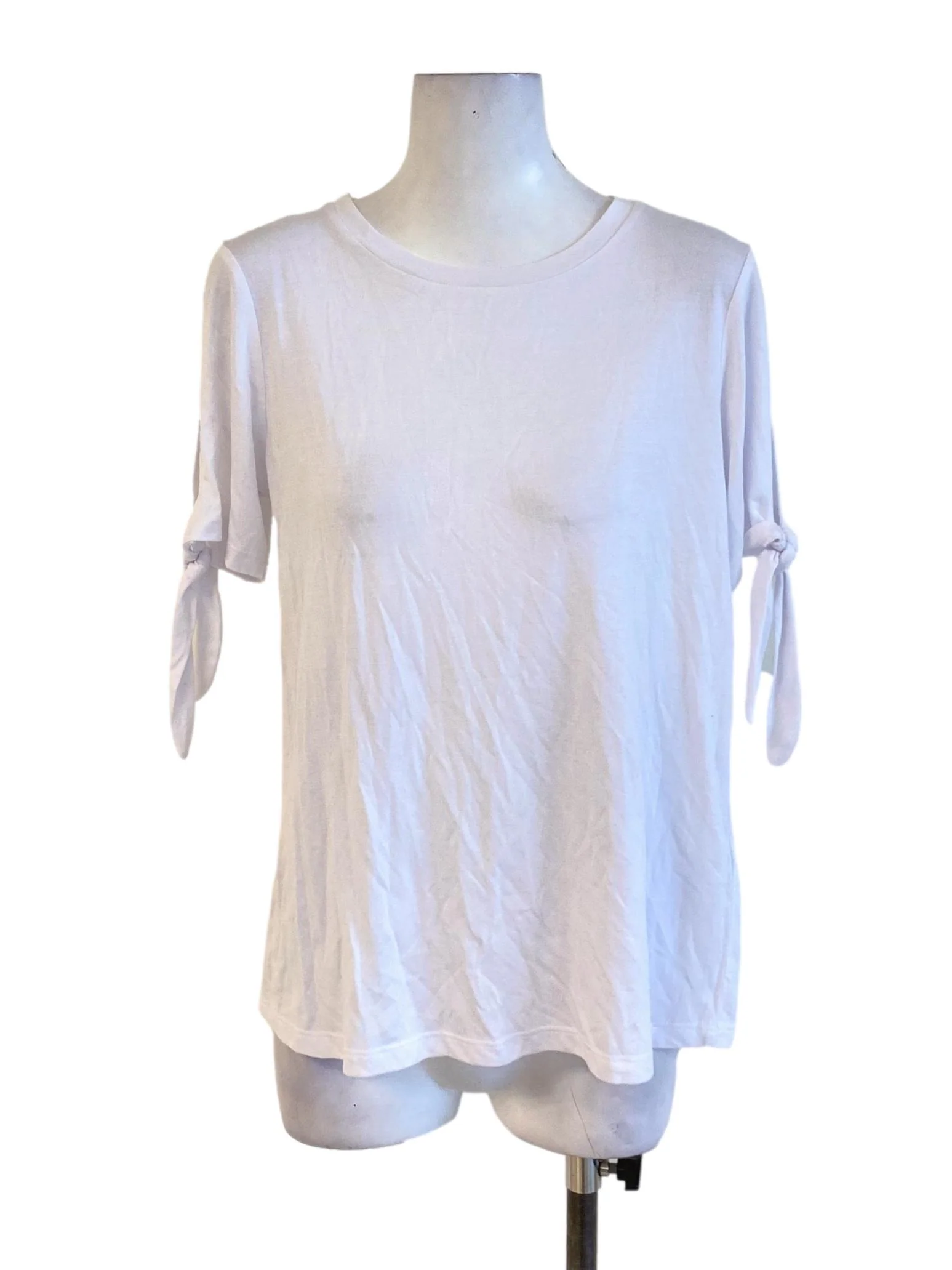 Pearl White Knot Sleeve Stretchy Tee