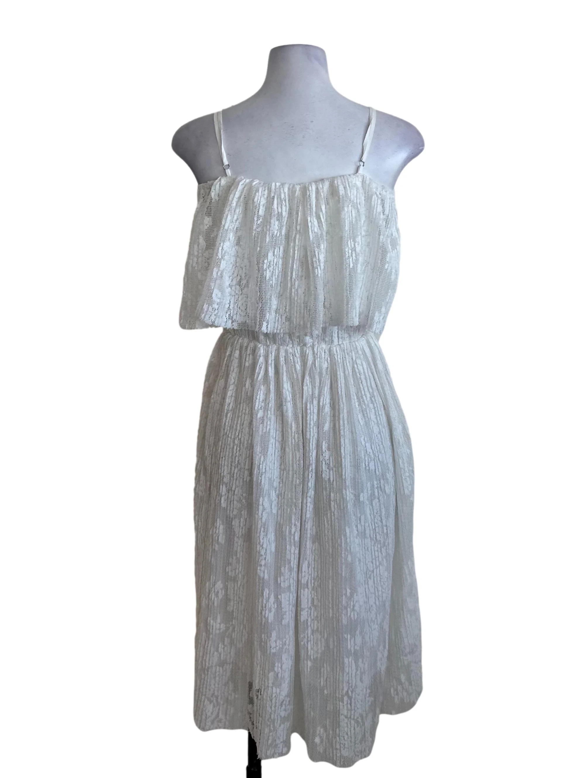 Pearl White Lace Square Neck Dress - Image 2