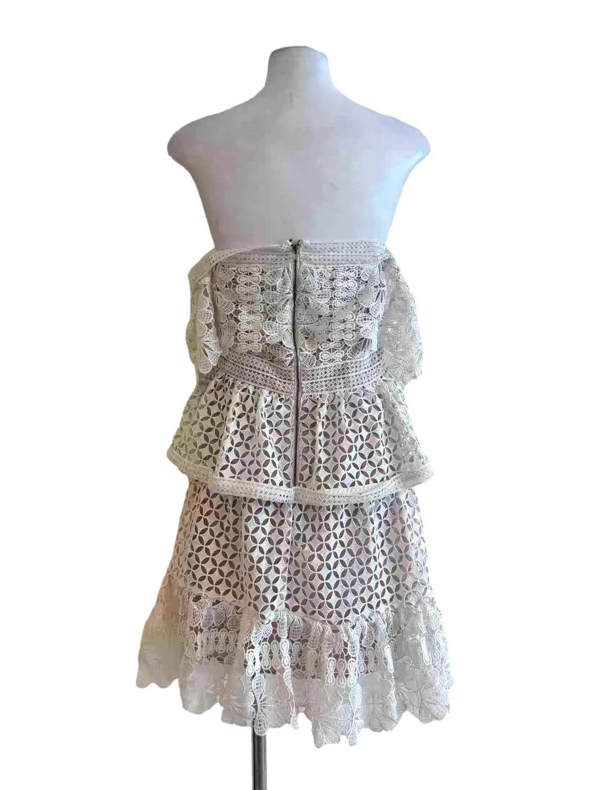 Pearl White Off Shoulder Lace Dress - Image 2