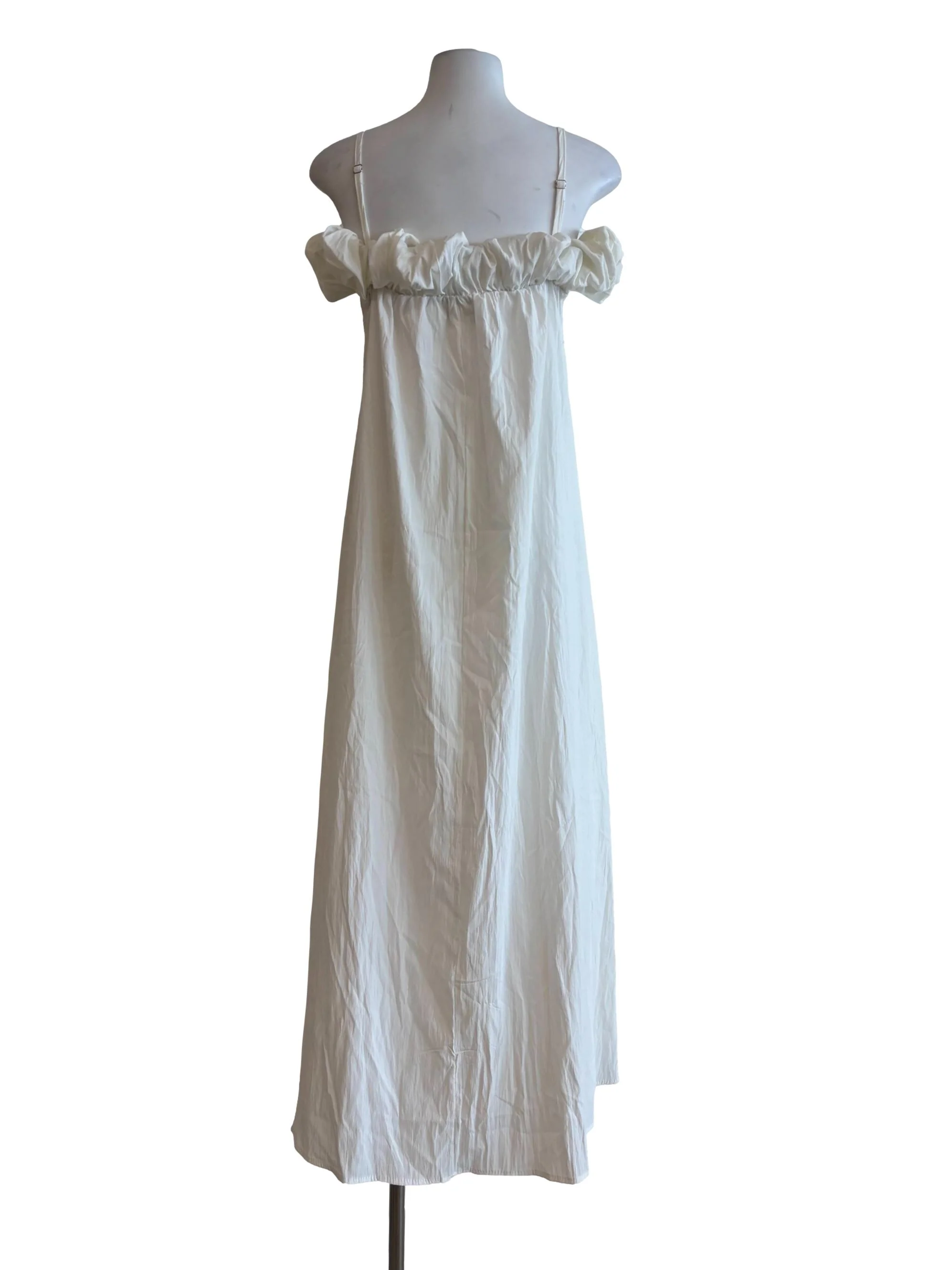 Pearl White Ruffle Neckline Spaghetti Strap Top - Image 2
