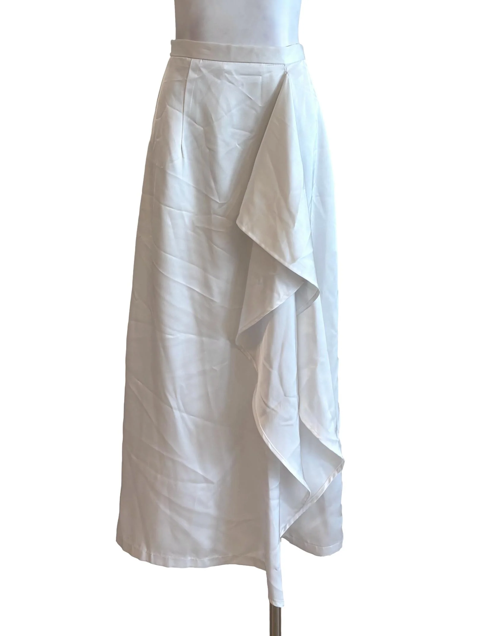 Pearl White Satin Drape Skirt