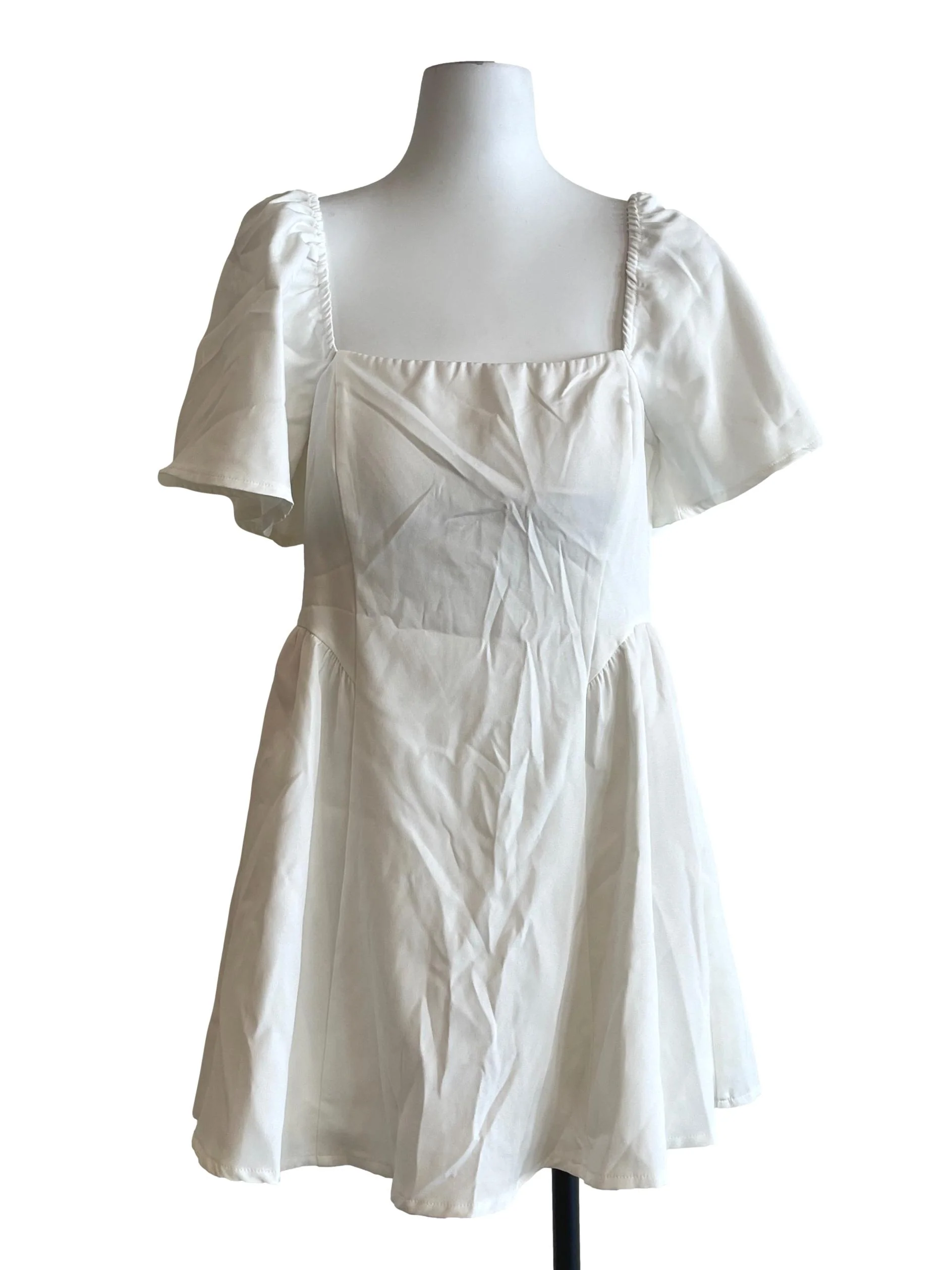 Pearl White Square Neck Dress