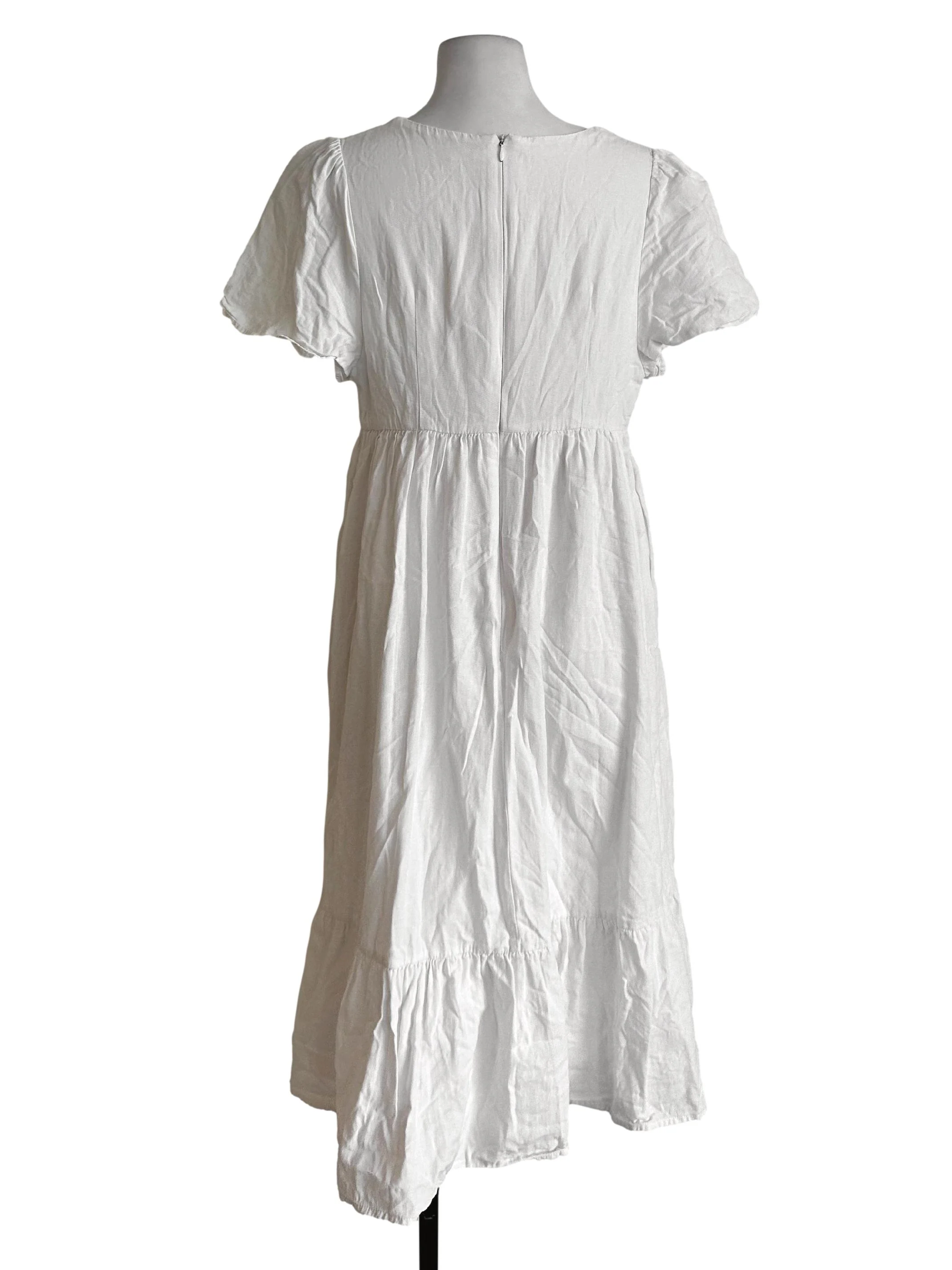Pearl White Square Neck Empire Dress - Image 2