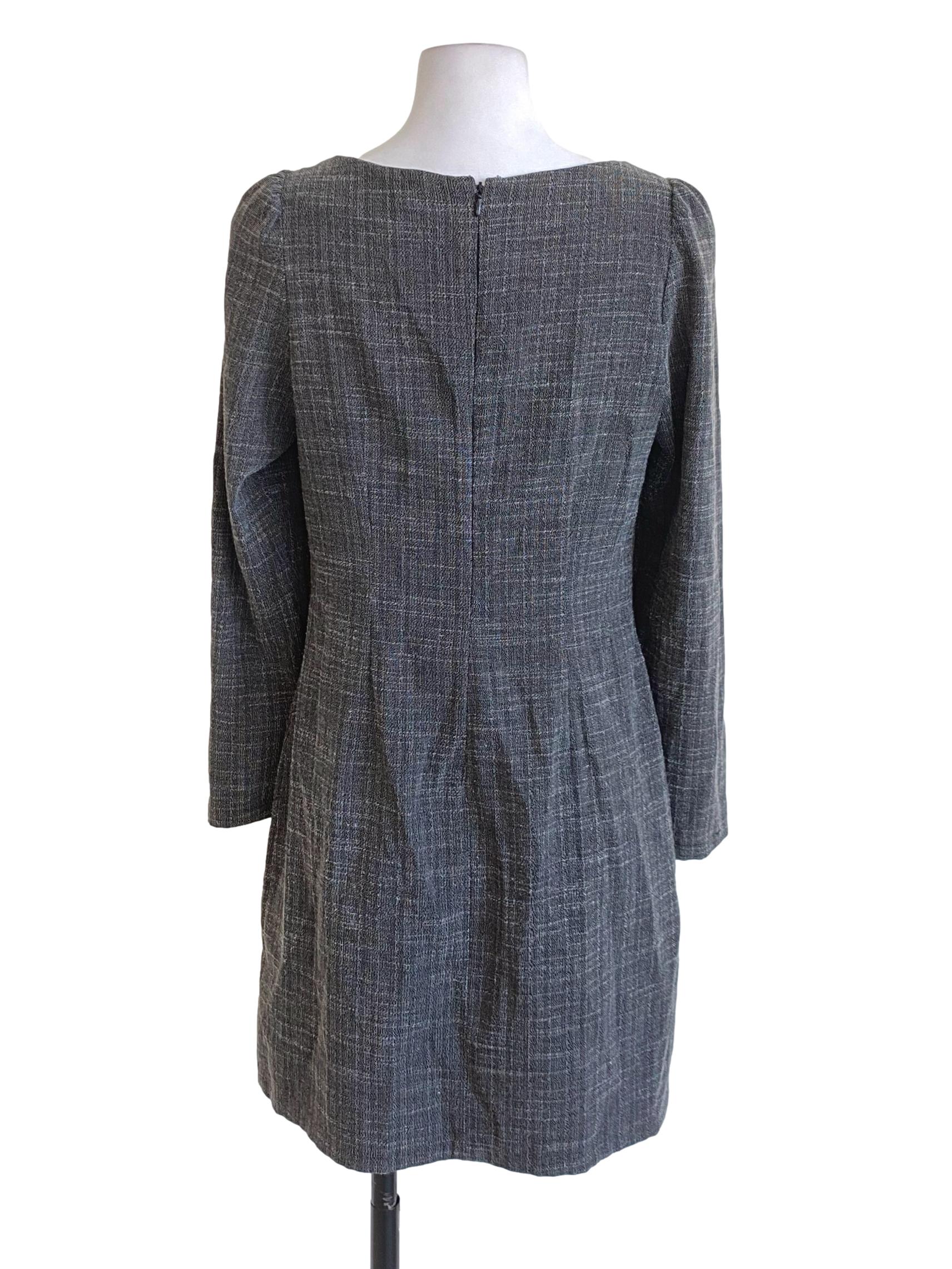 Pebble Grey Square Neck Buttoned Down Dress - Image 2