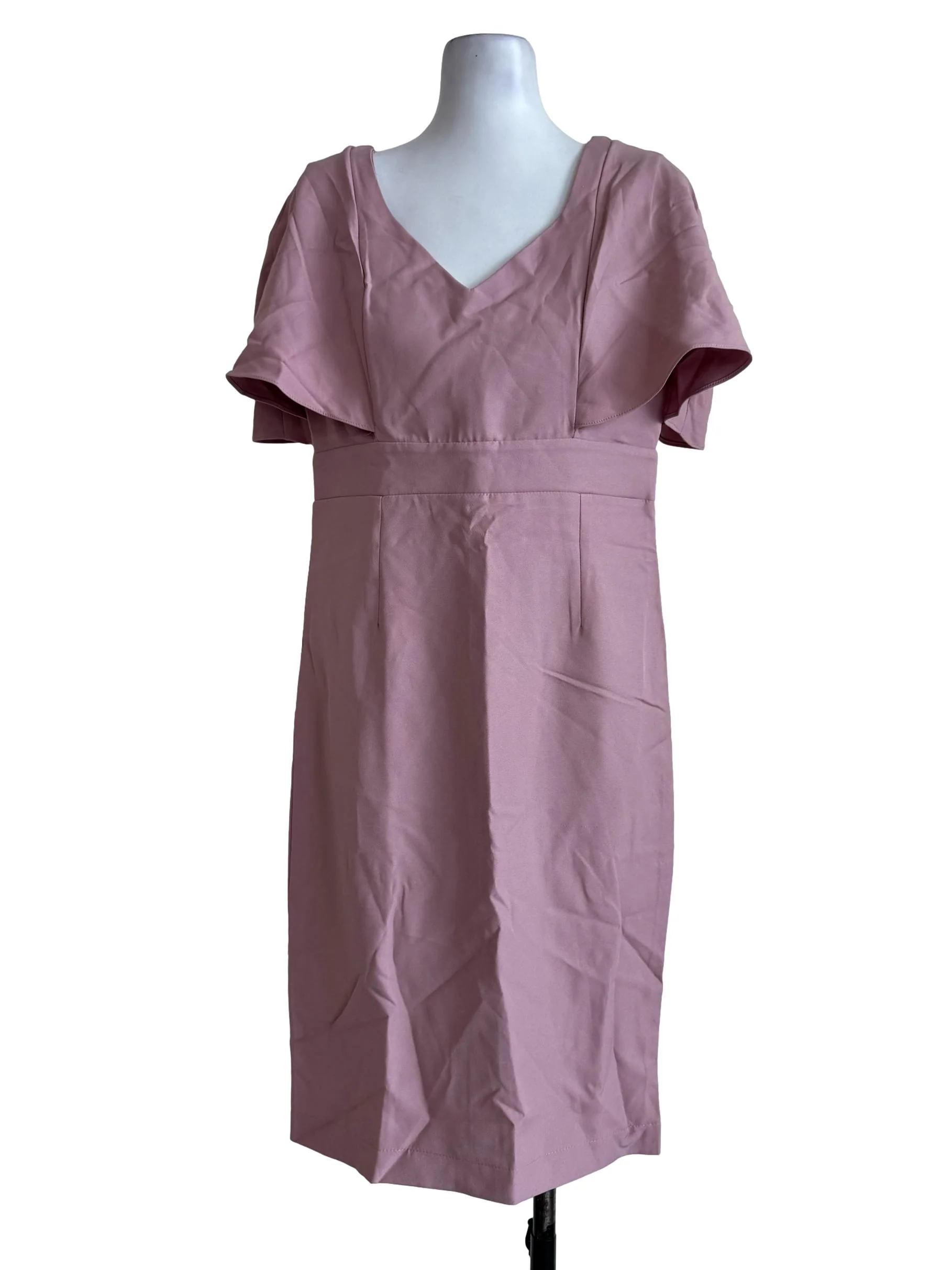 Mauve Pink Deep V Neck Dress