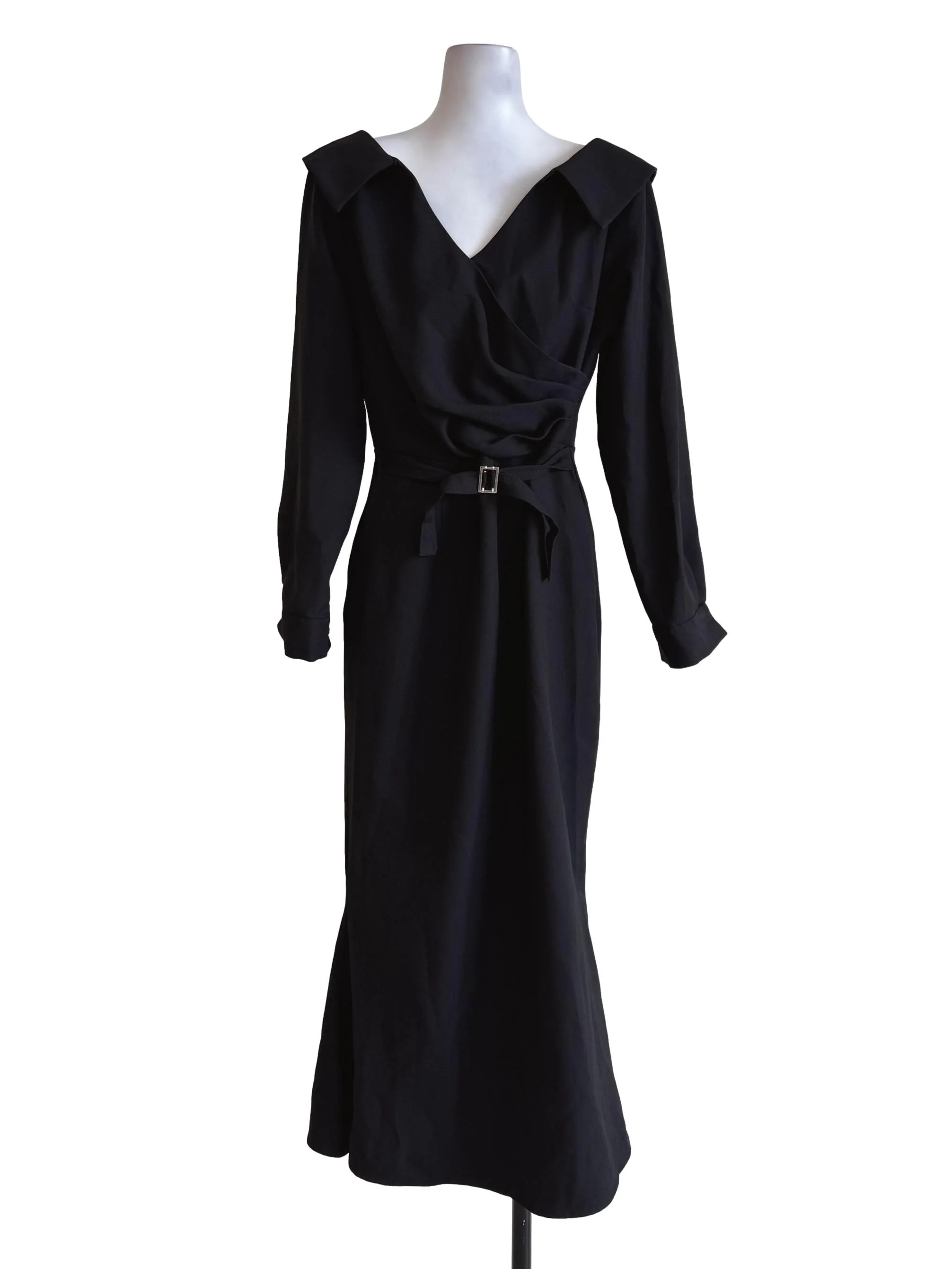 Pewter Black Sailor Neck Long Sleeve Dress
