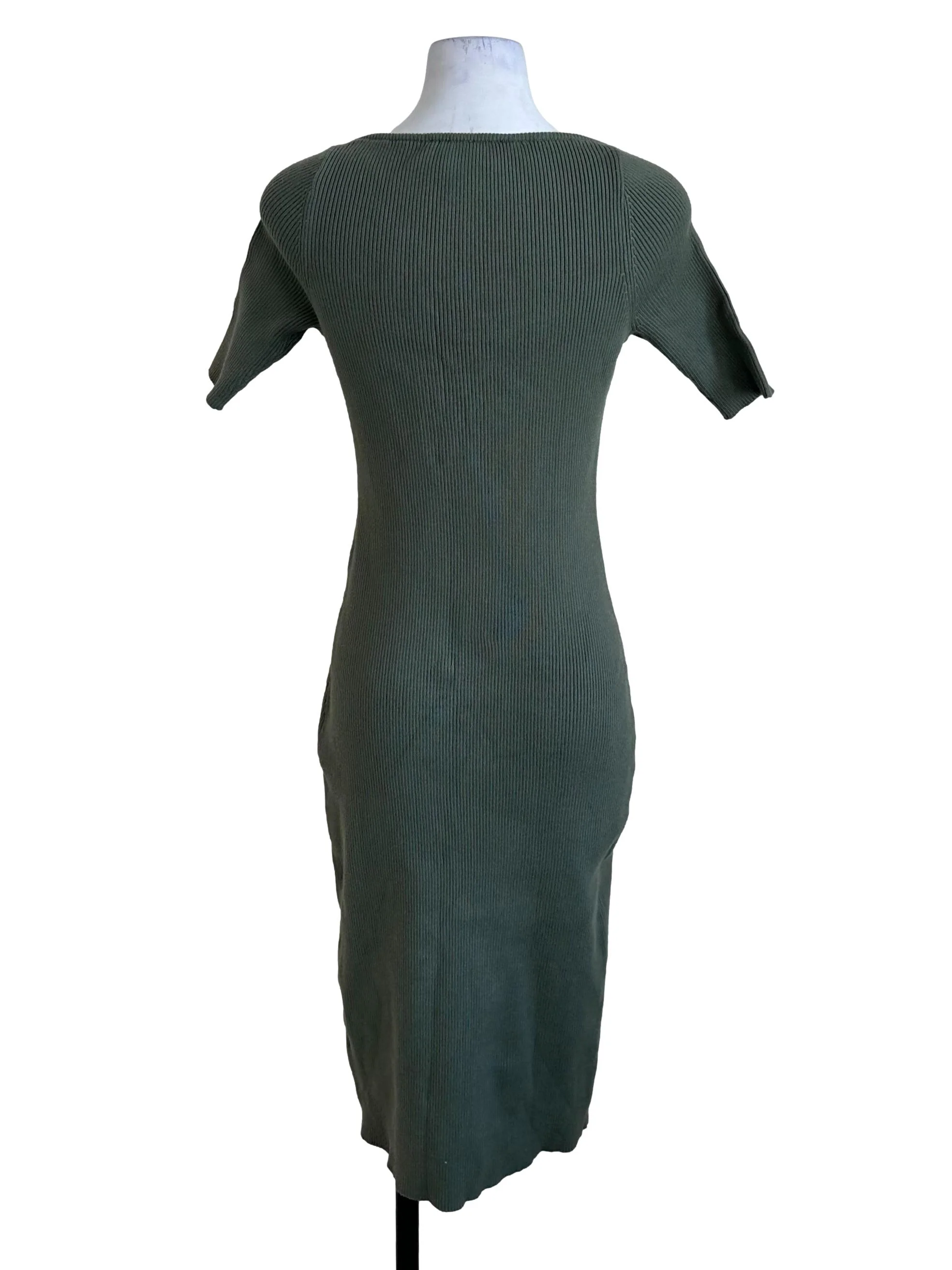 Pickle Green Knit Short Sleeve Dress - Image 2
