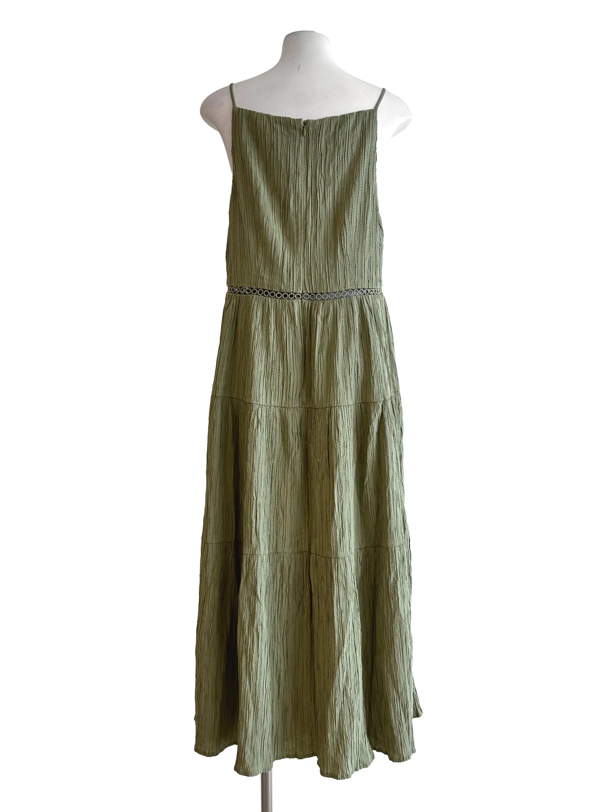 Pickle Green Textured Maxi Dress LB - Image 2