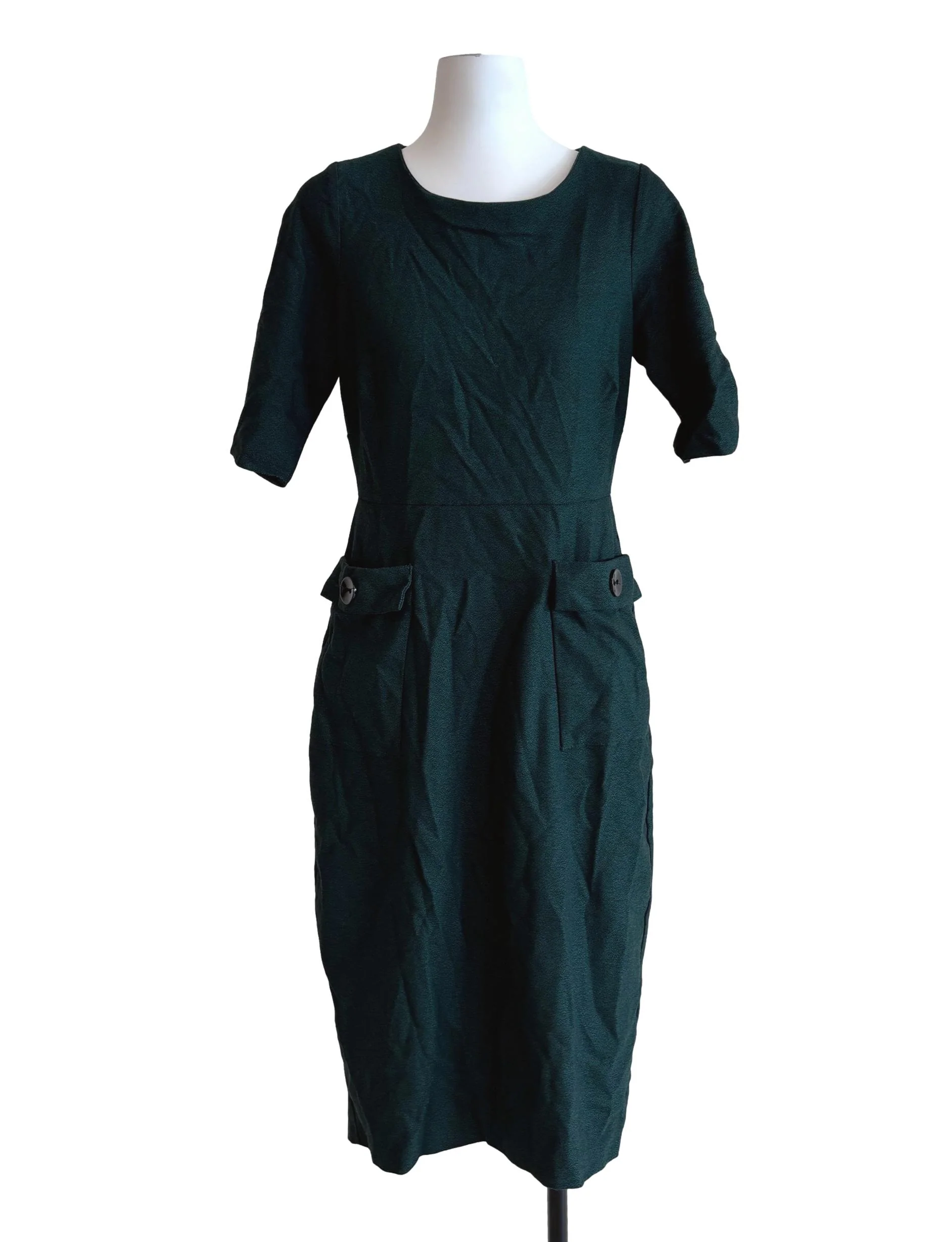 Pine Green Plain Sheath Dress