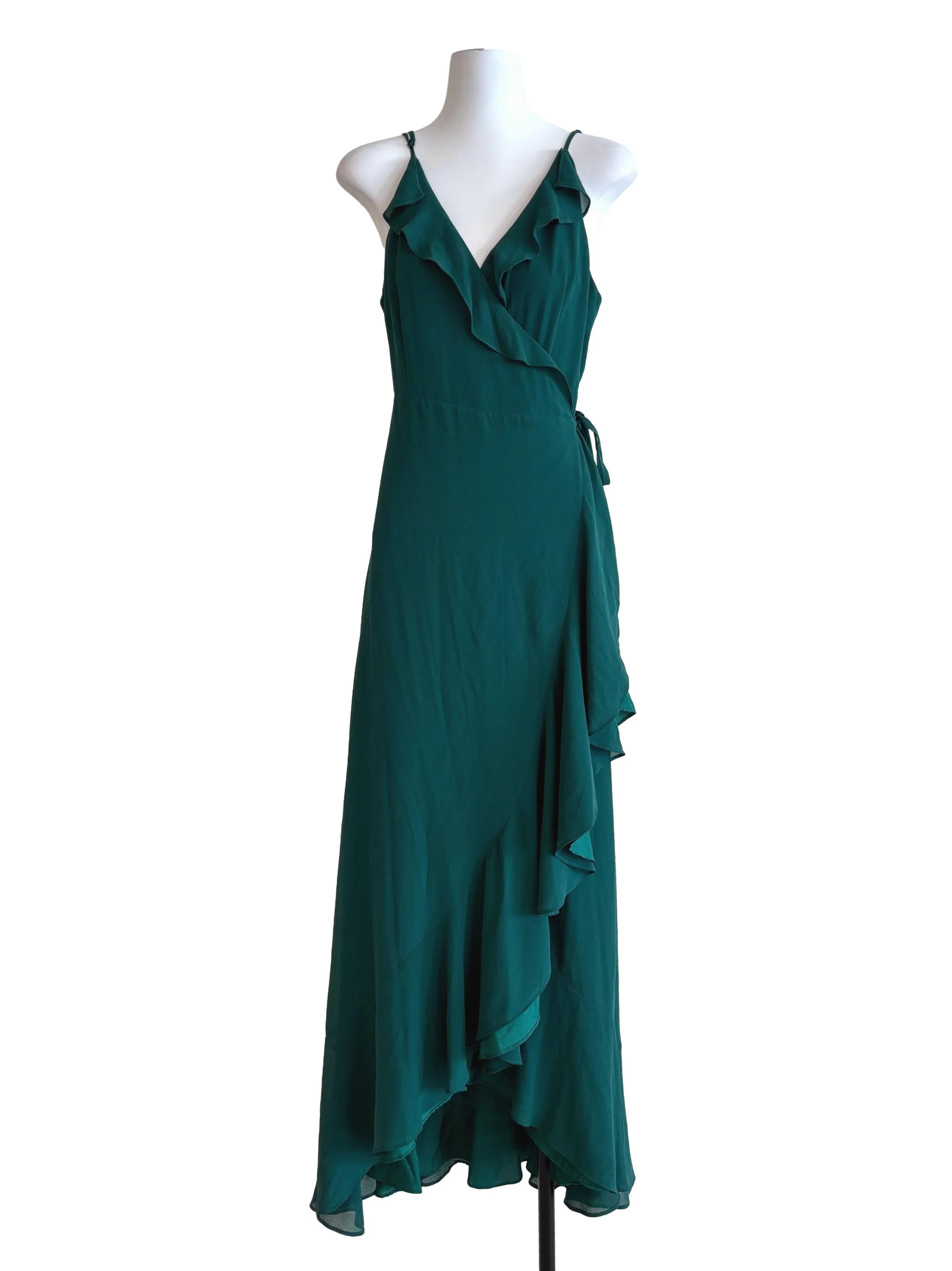 Pine Green Ruffle Maxi Wrap Dress