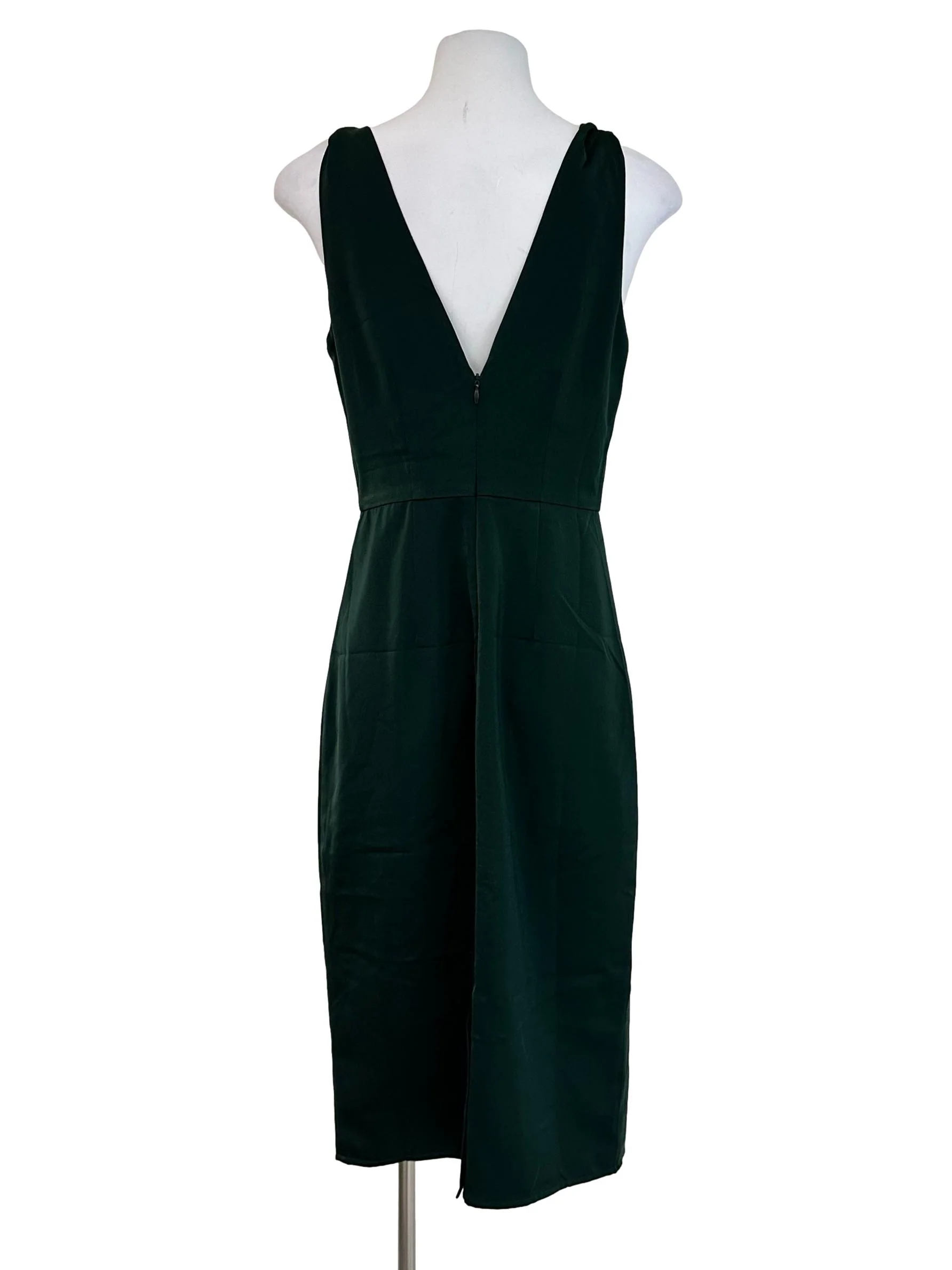 Pine Green Satin Midi Dress - Image 2