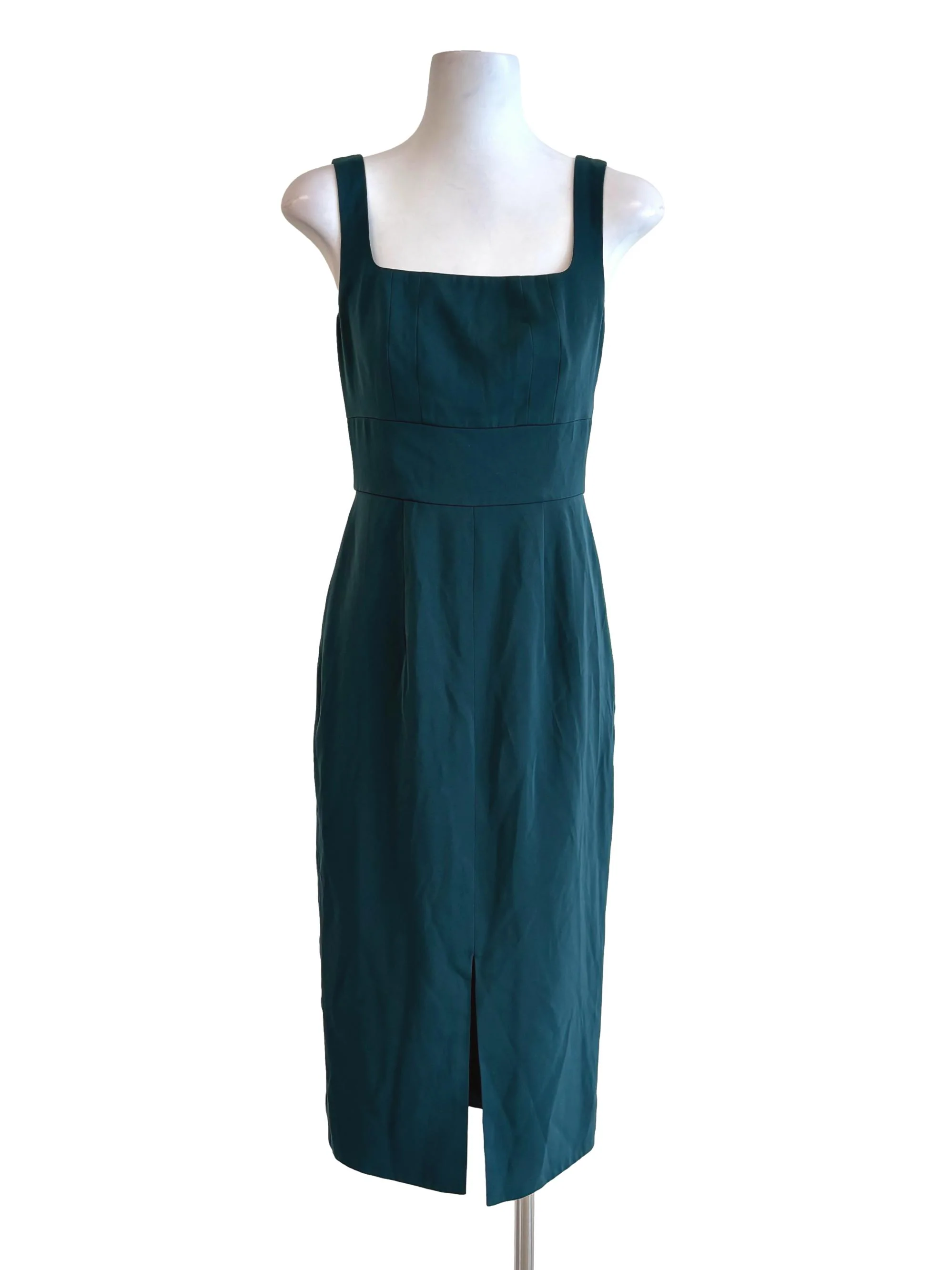 Pine Green Square Neck Pencil Dress LB