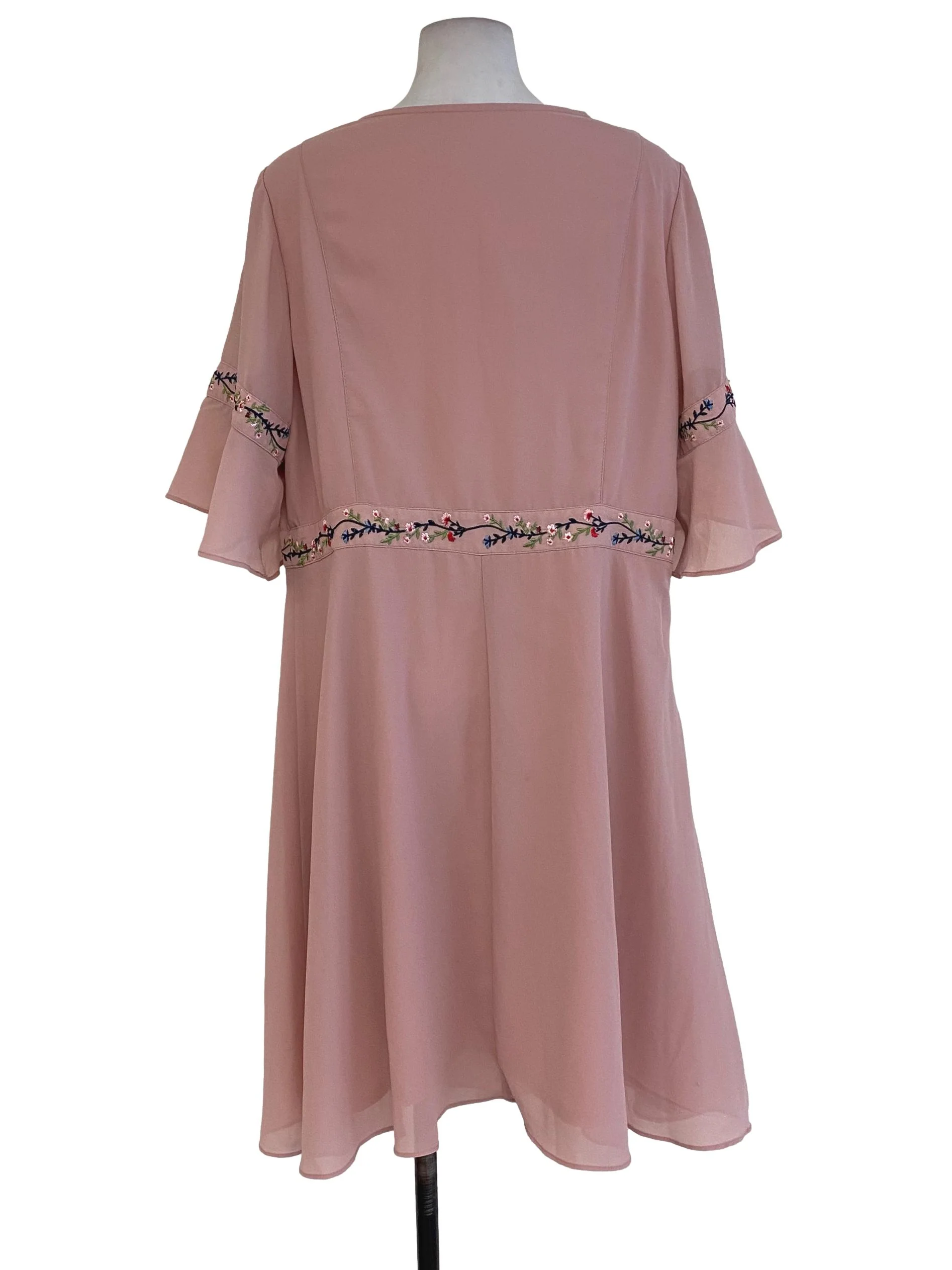 Pink Embroidered Sheath Dress - Image 2
