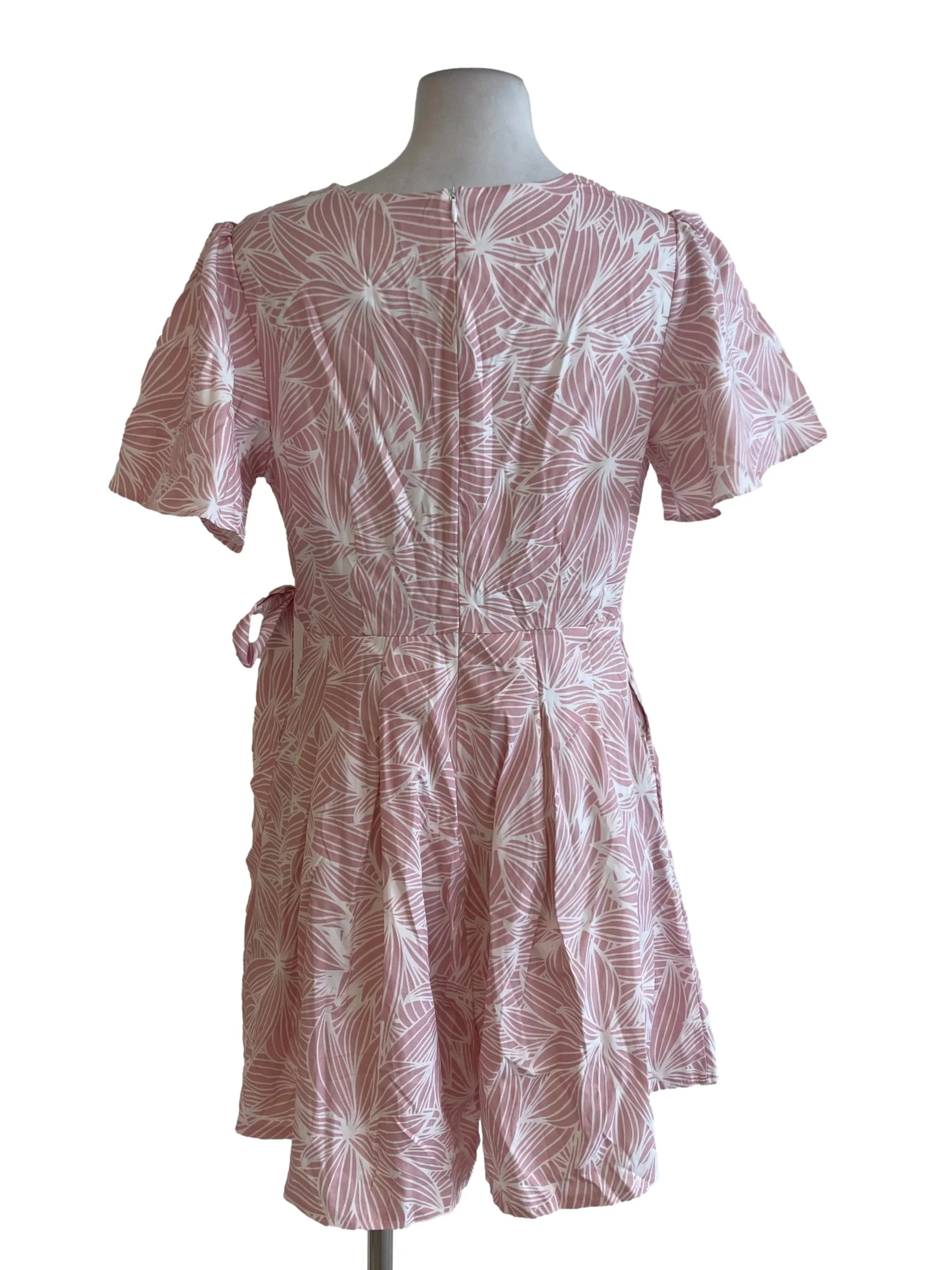 Pink Floral Wrap Rompers - Image 2