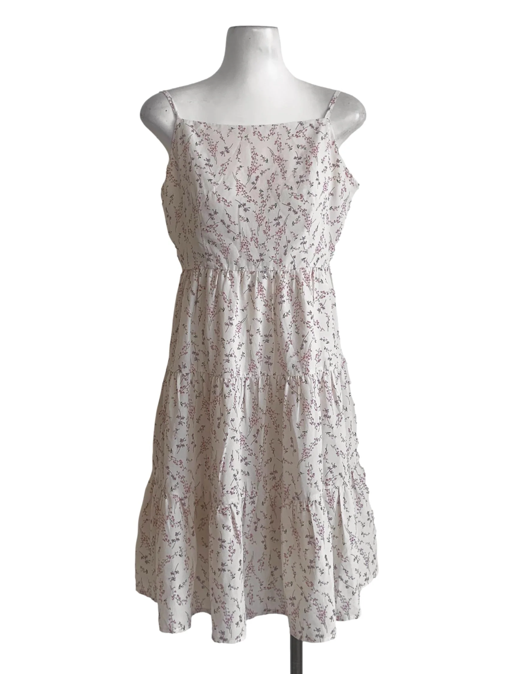 Pink Flower Pattern Baby Doll Dress