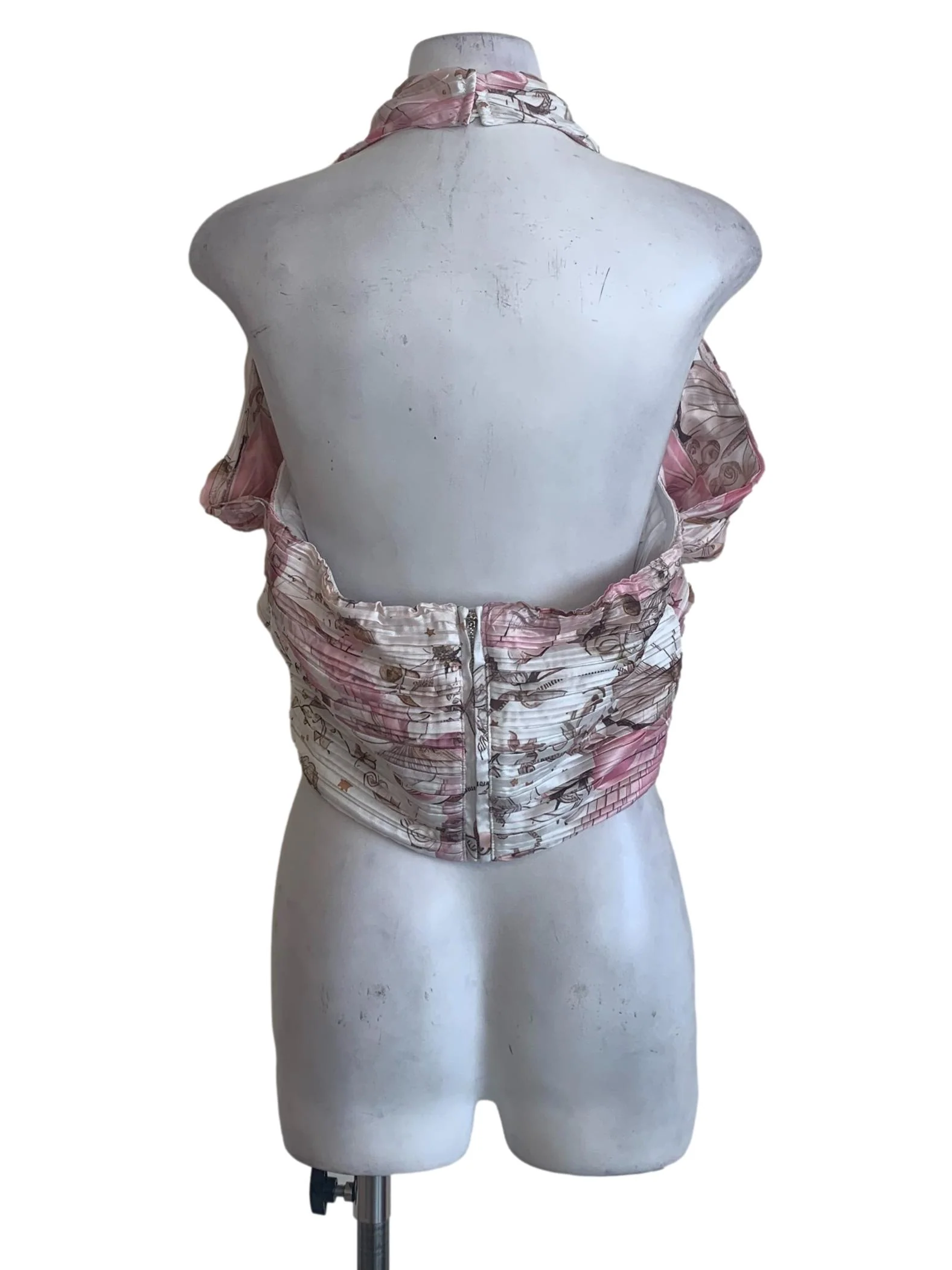 Pink Flower Pattern Halter Top - Image 2
