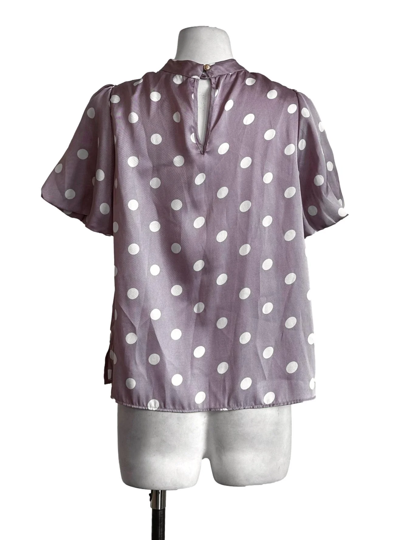 Pink Polka Dot Pattern Satin Top - Image 2