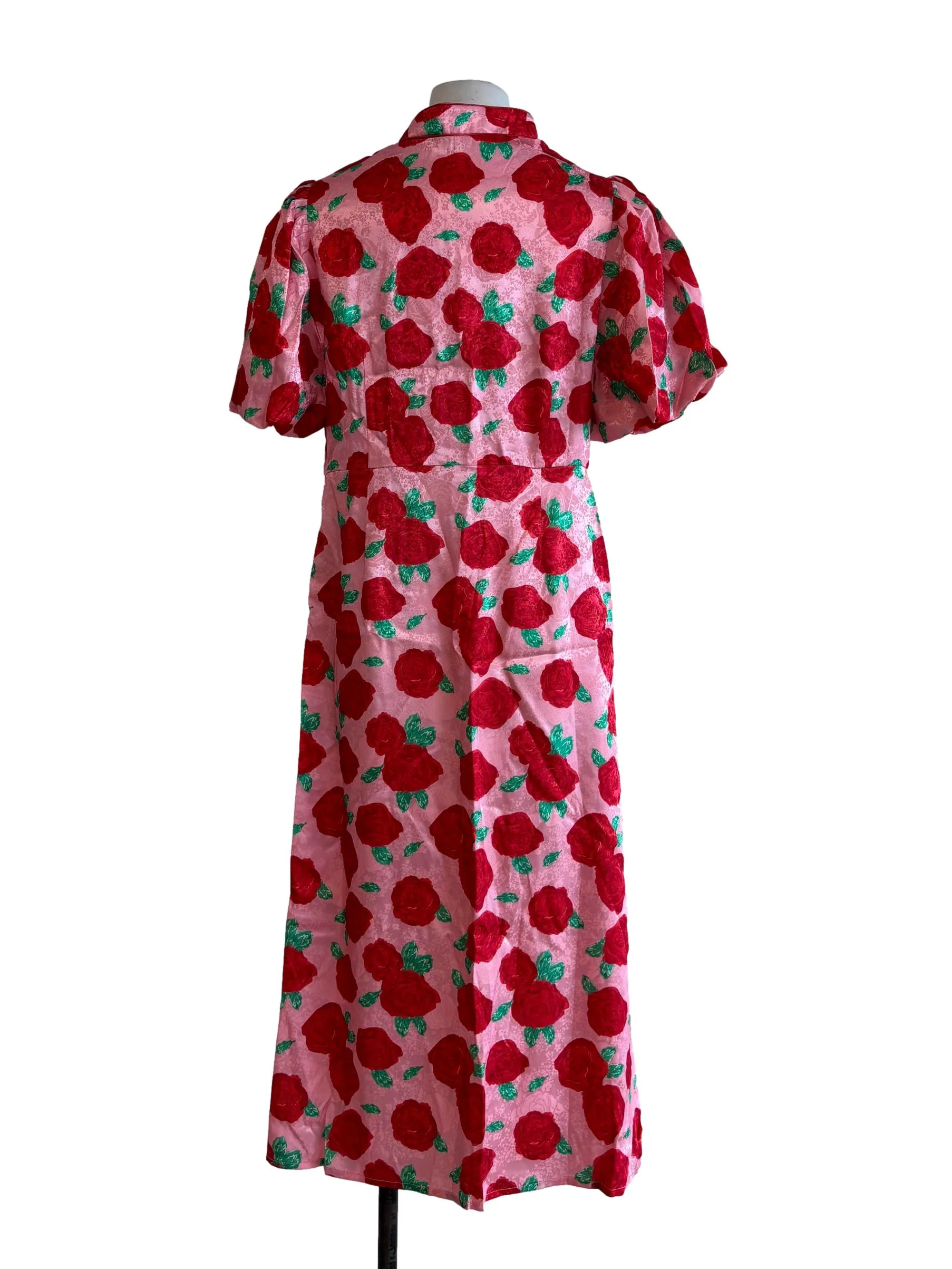 Pink Rose Short Sleeve Cheongsam Dress - Image 2