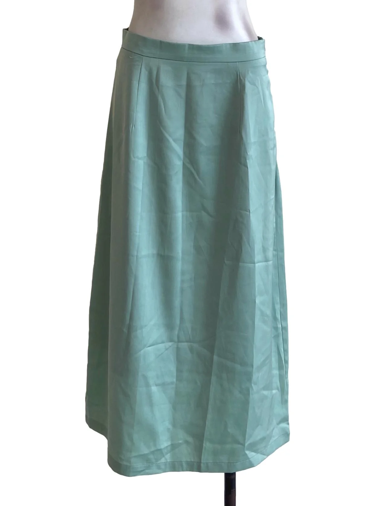 Pistachio Green Silk Slit Skirt
