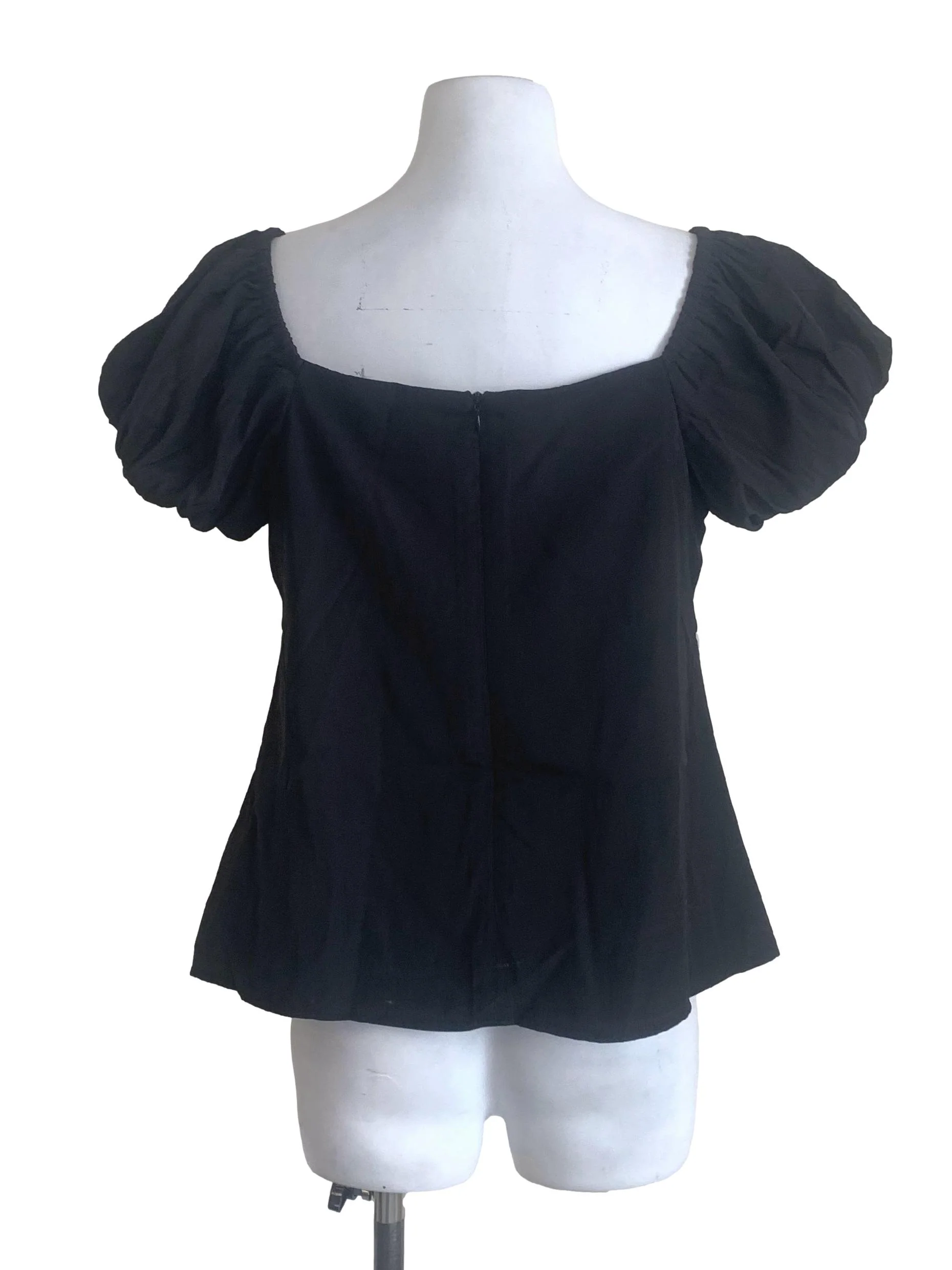 Pitch Black Puff Sleeves Top - Image 2