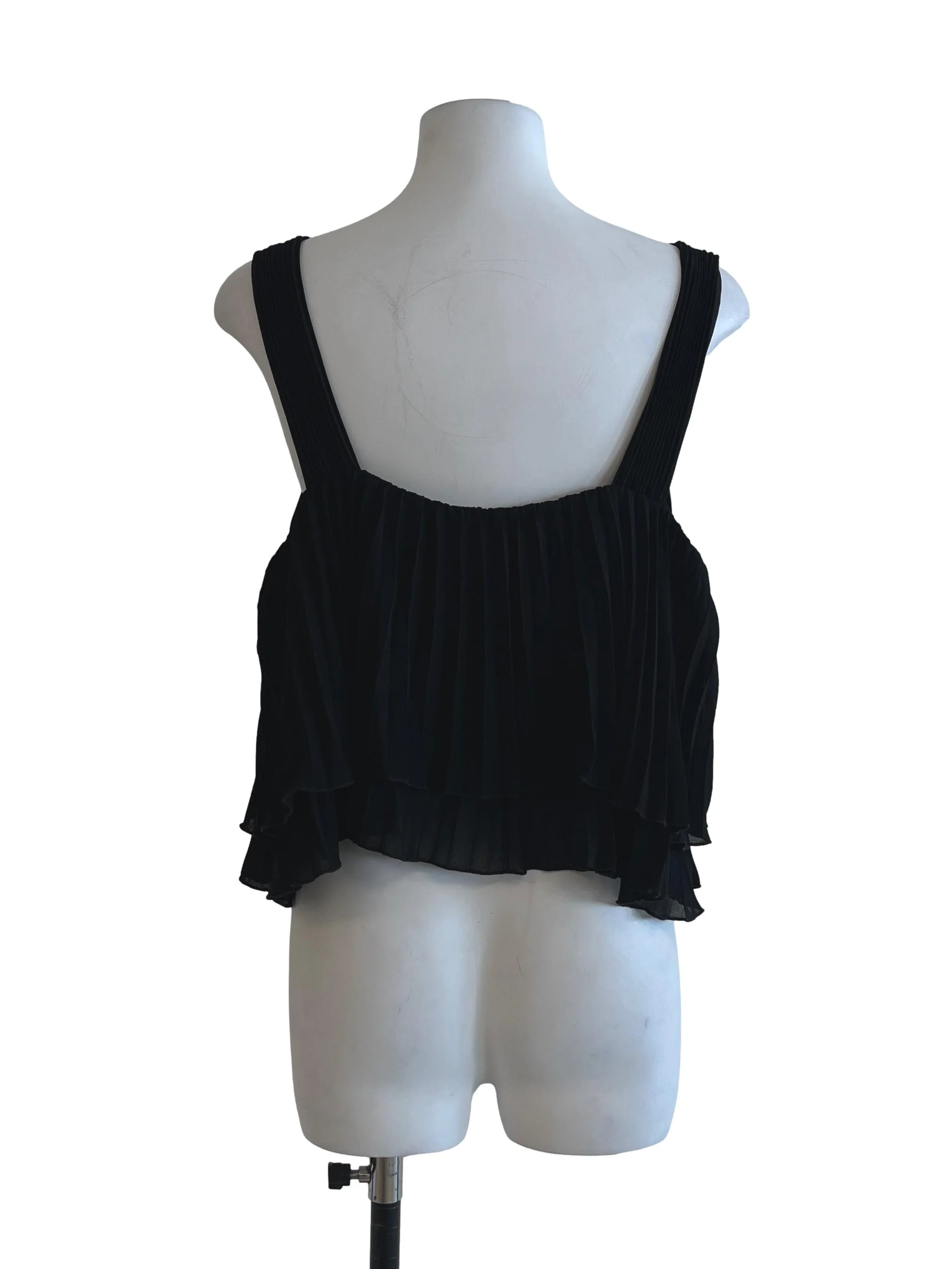 Pitch Black Square Neck Sleeveless Top - Image 2
