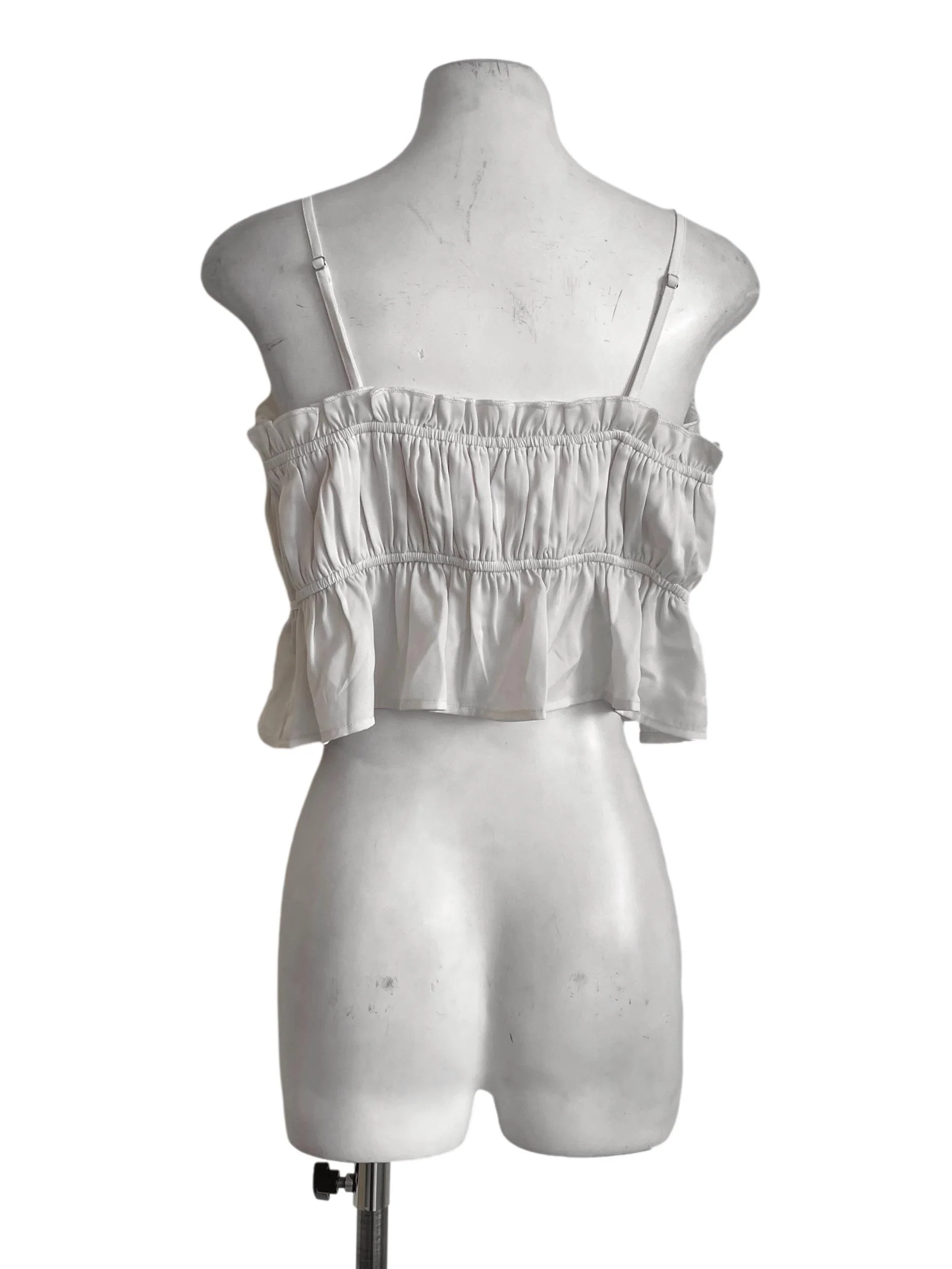 Plain White Pleated Crop Top - Image 2