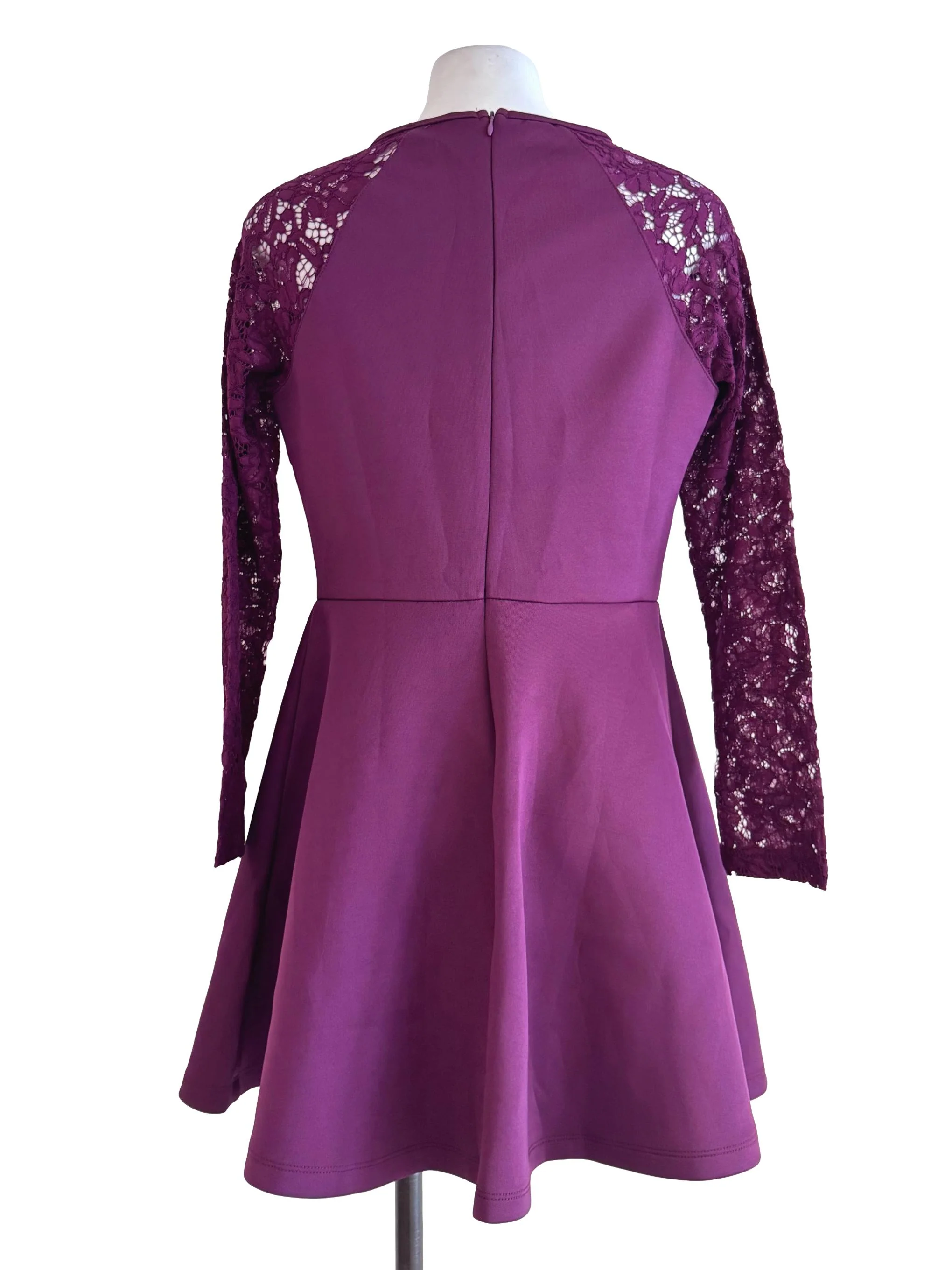 Plum Purple Long Sleeve Lace Dress - Image 2