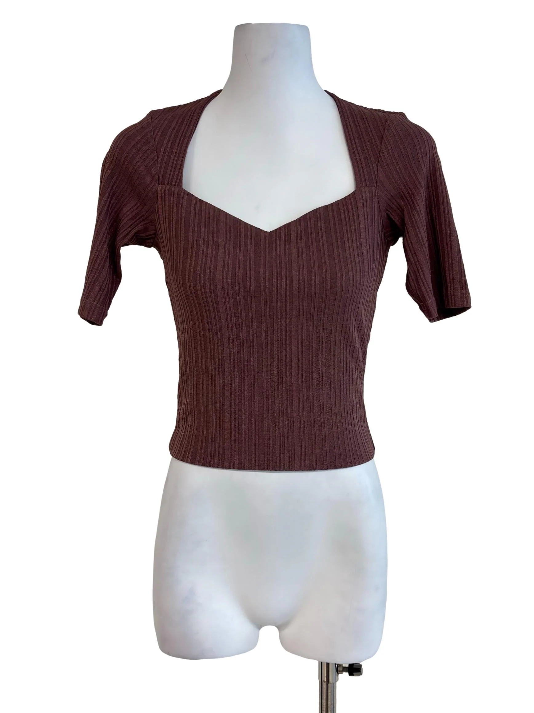Plum Purple Queen Anne Neckline Top