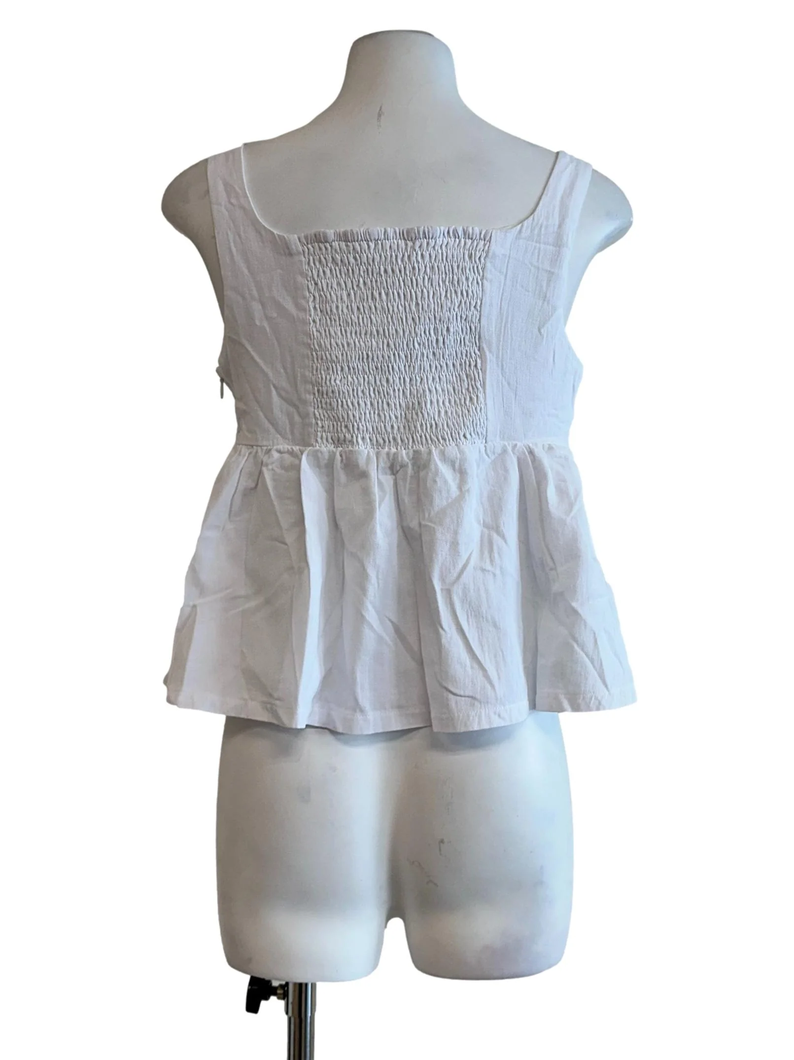 Porcelain White Peplum Sleeveless Top - Image 2