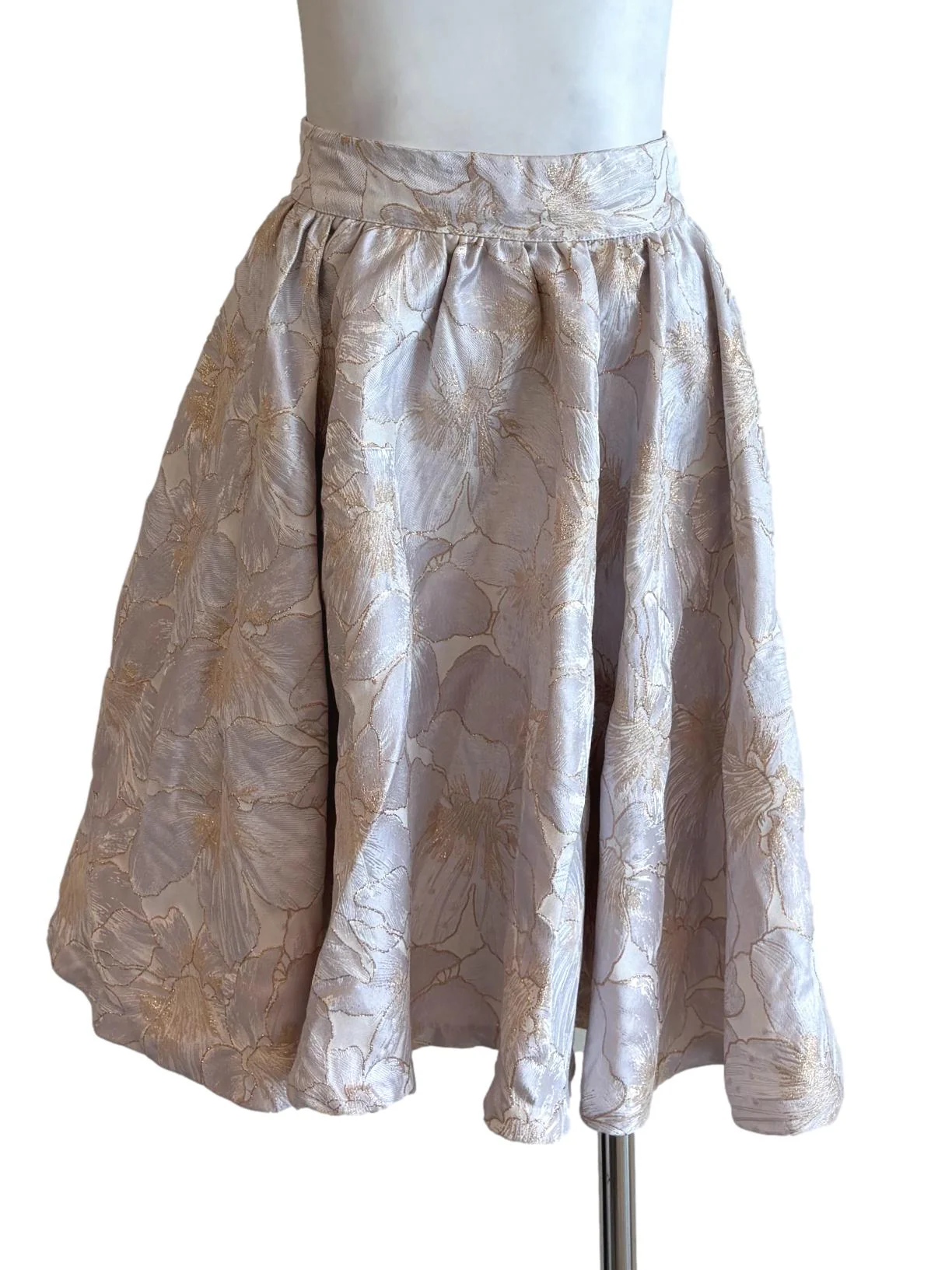Powder Pink Floral Mini Jacquard Skirt